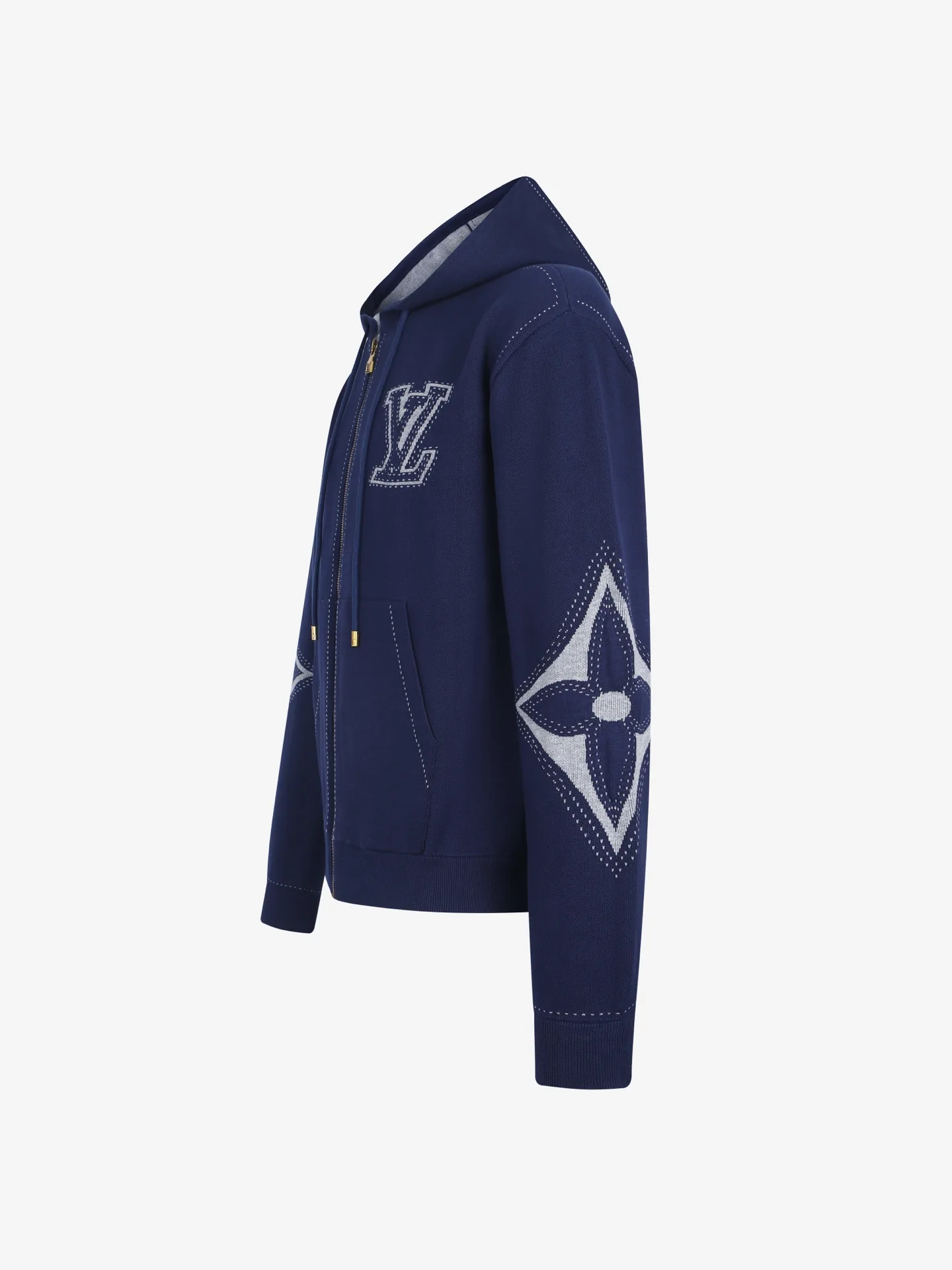 Logo Intarsia Cotton-Blend Zip-Up Hoodie D39019234 — view 3