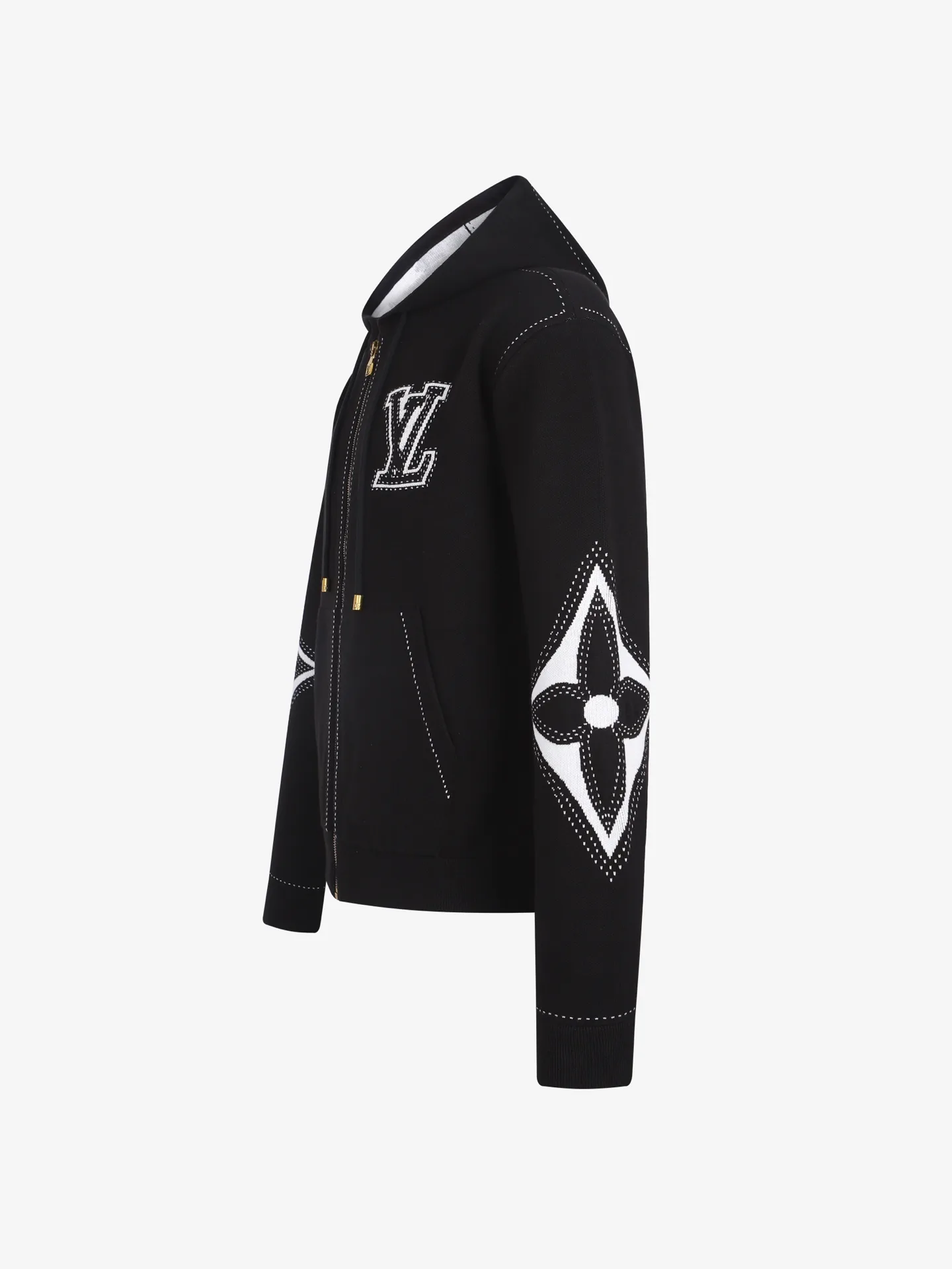 Intarsia Jacquard Cotton-Blend Zip-Up Hoodie D39019233 — view 3