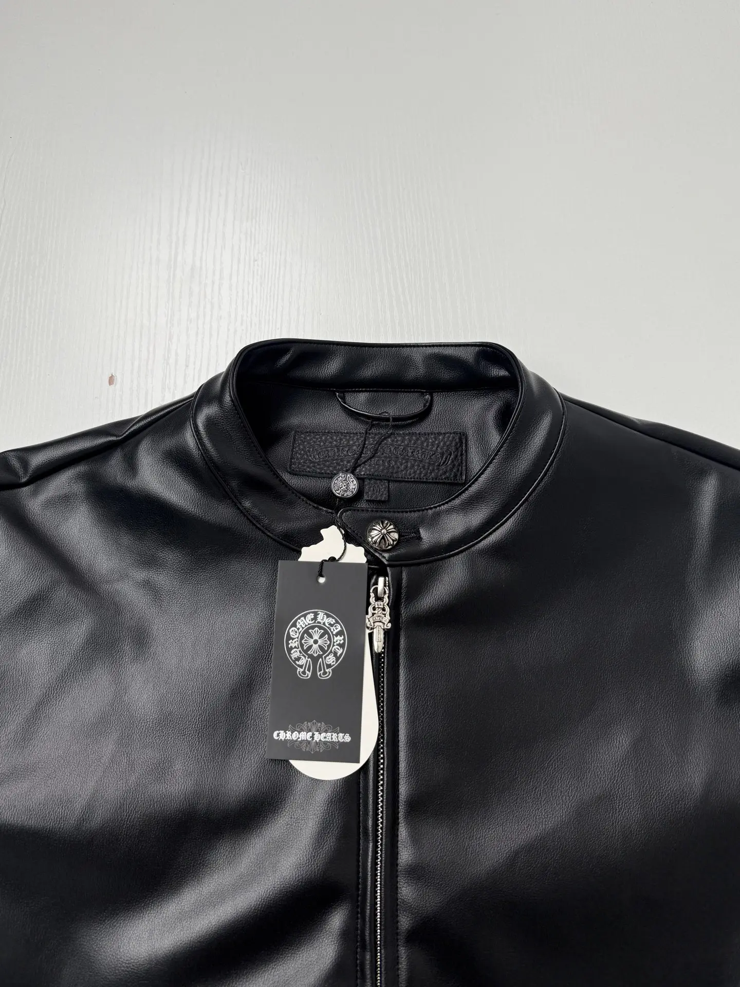 Embroidered Dagger Leather Cafe Racer Jacket D39520679 — view 4