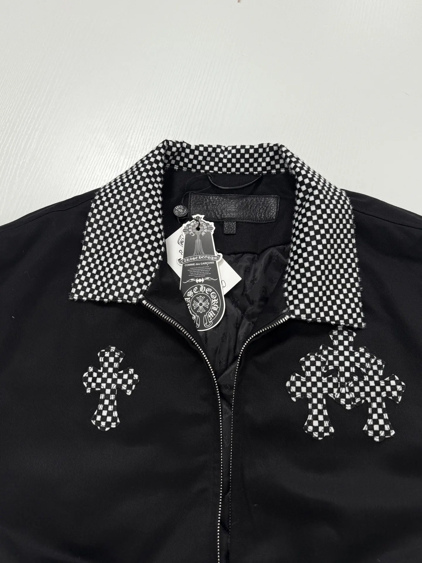 Checkerboard Cross Patchwork Zip-Up Jacket D40020719 — view 4