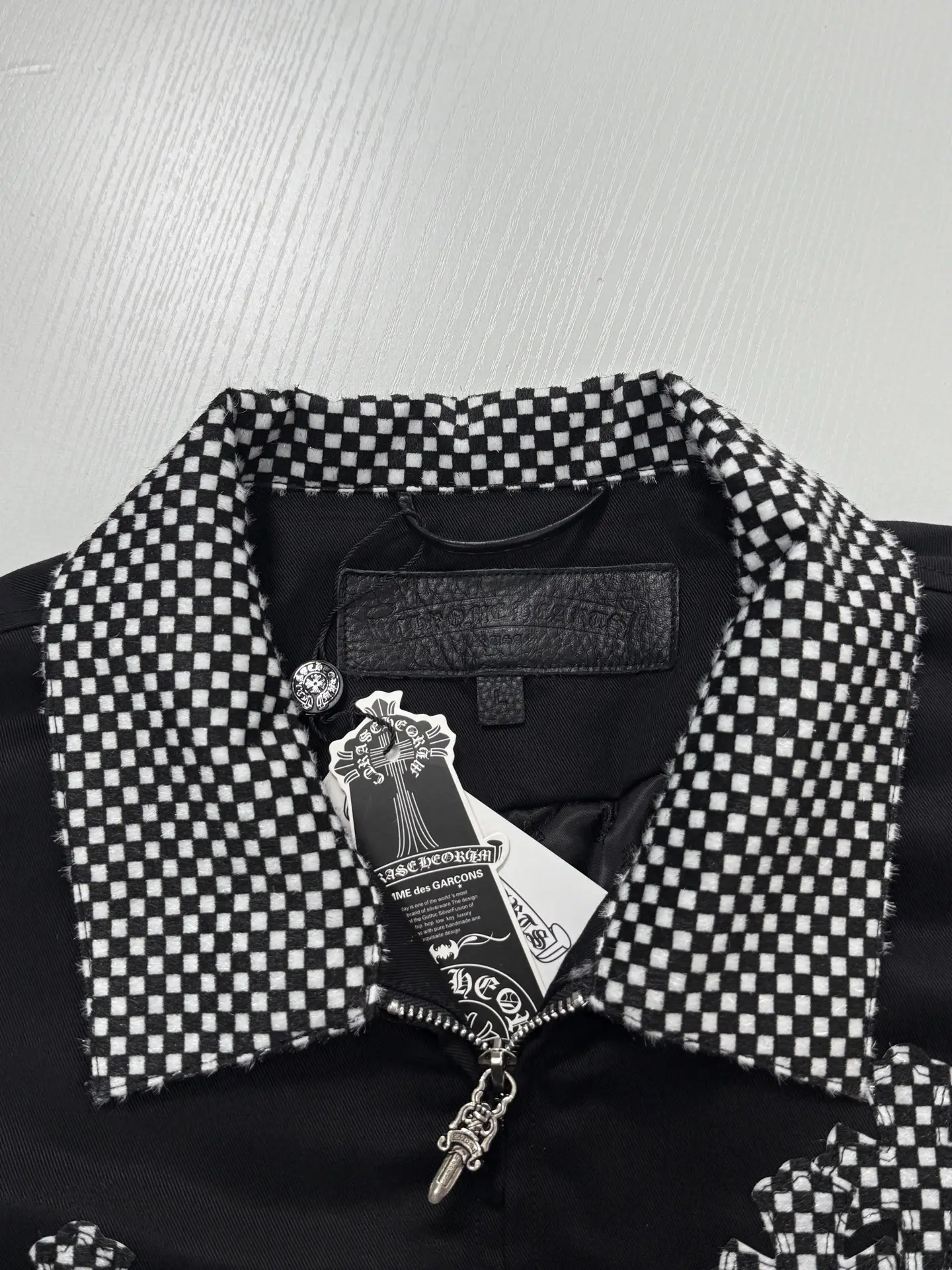 Checkerboard Cross Patchwork Zip-Up Jacket D40020719 — view 5