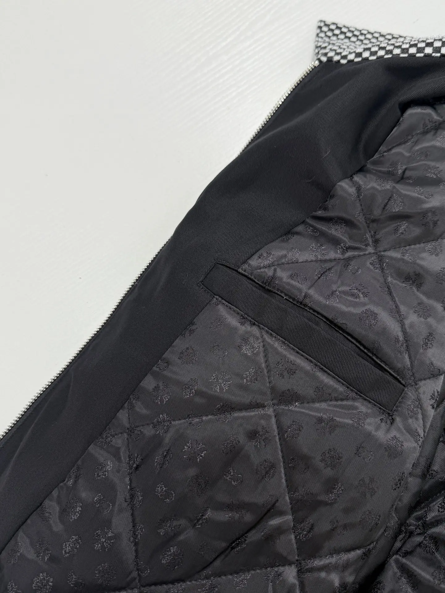 Checkerboard Cross Patchwork Zip-Up Jacket D40020719 — view 9