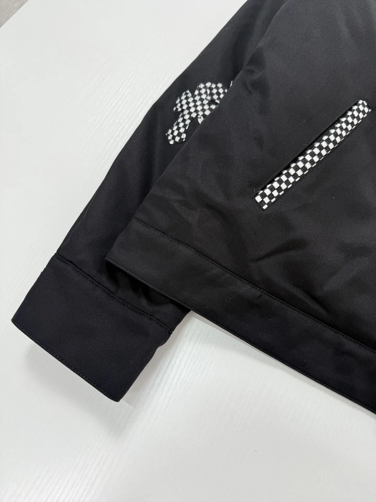 Checkerboard Cross Patchwork Zip-Up Jacket D40020719 — view 16