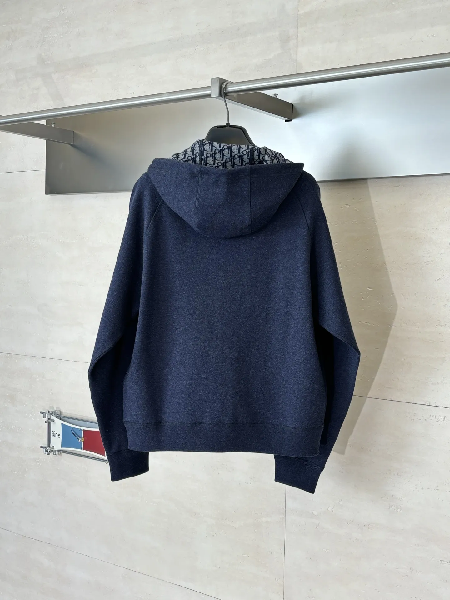 Oblique Jacquard Lined Cotton-Cashmere Zip Hoodie D40020717 — view 2