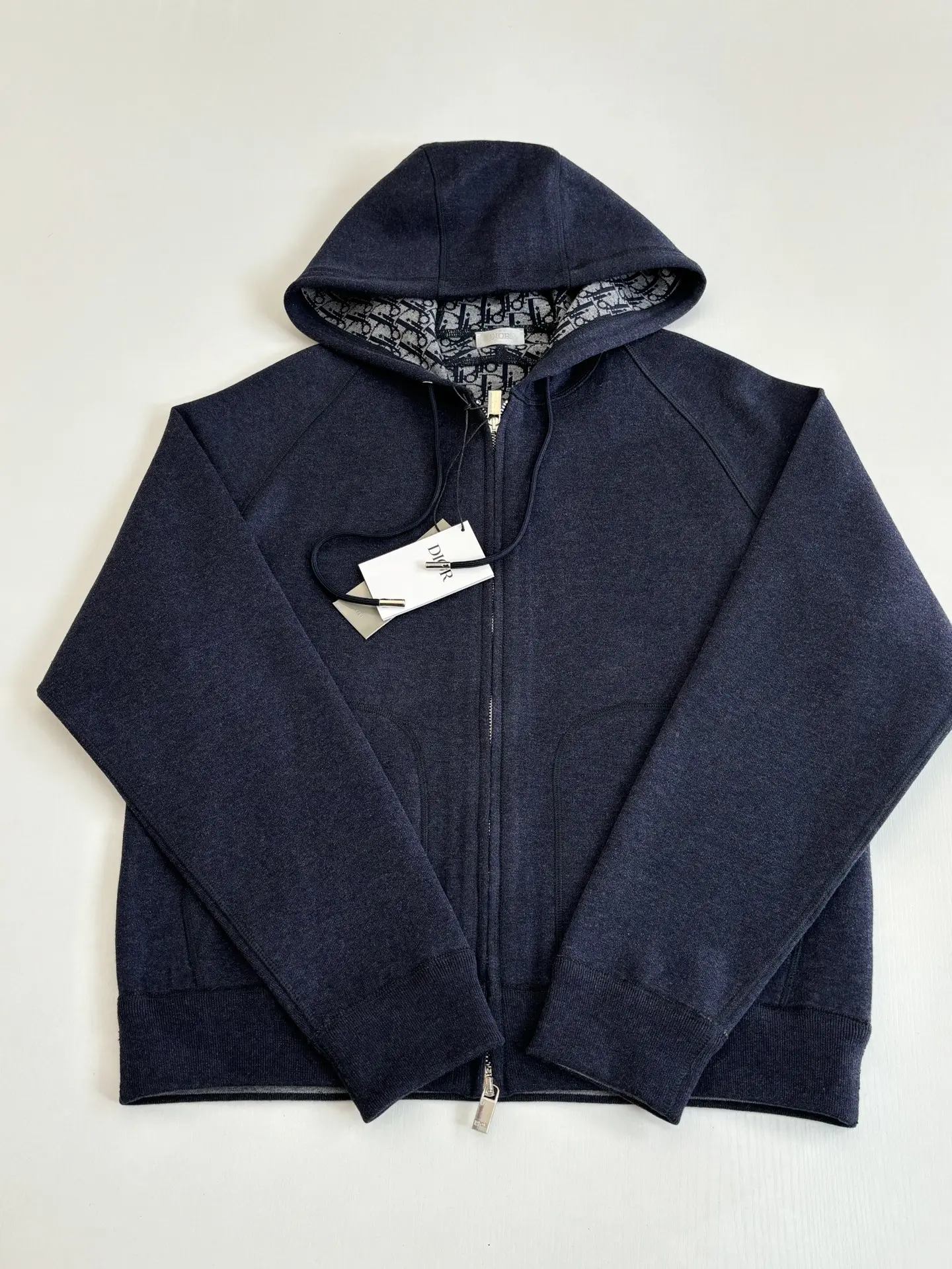 Oblique Jacquard Lined Cotton-Cashmere Zip Hoodie D40020717 — view 3