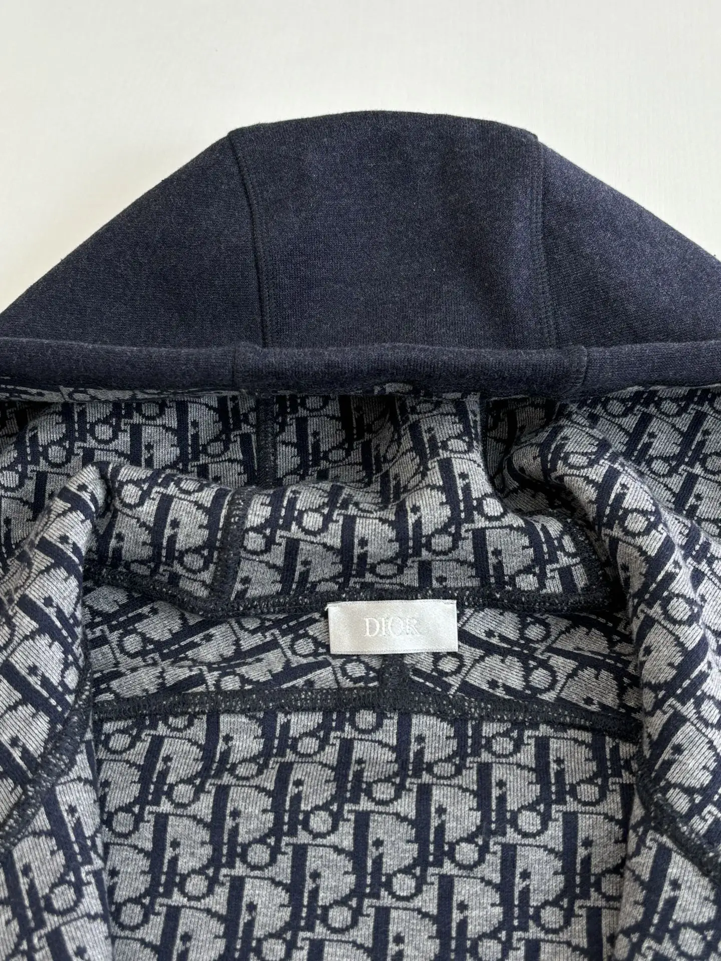 Oblique Jacquard Lined Cotton-Cashmere Zip Hoodie D40020717 — view 5