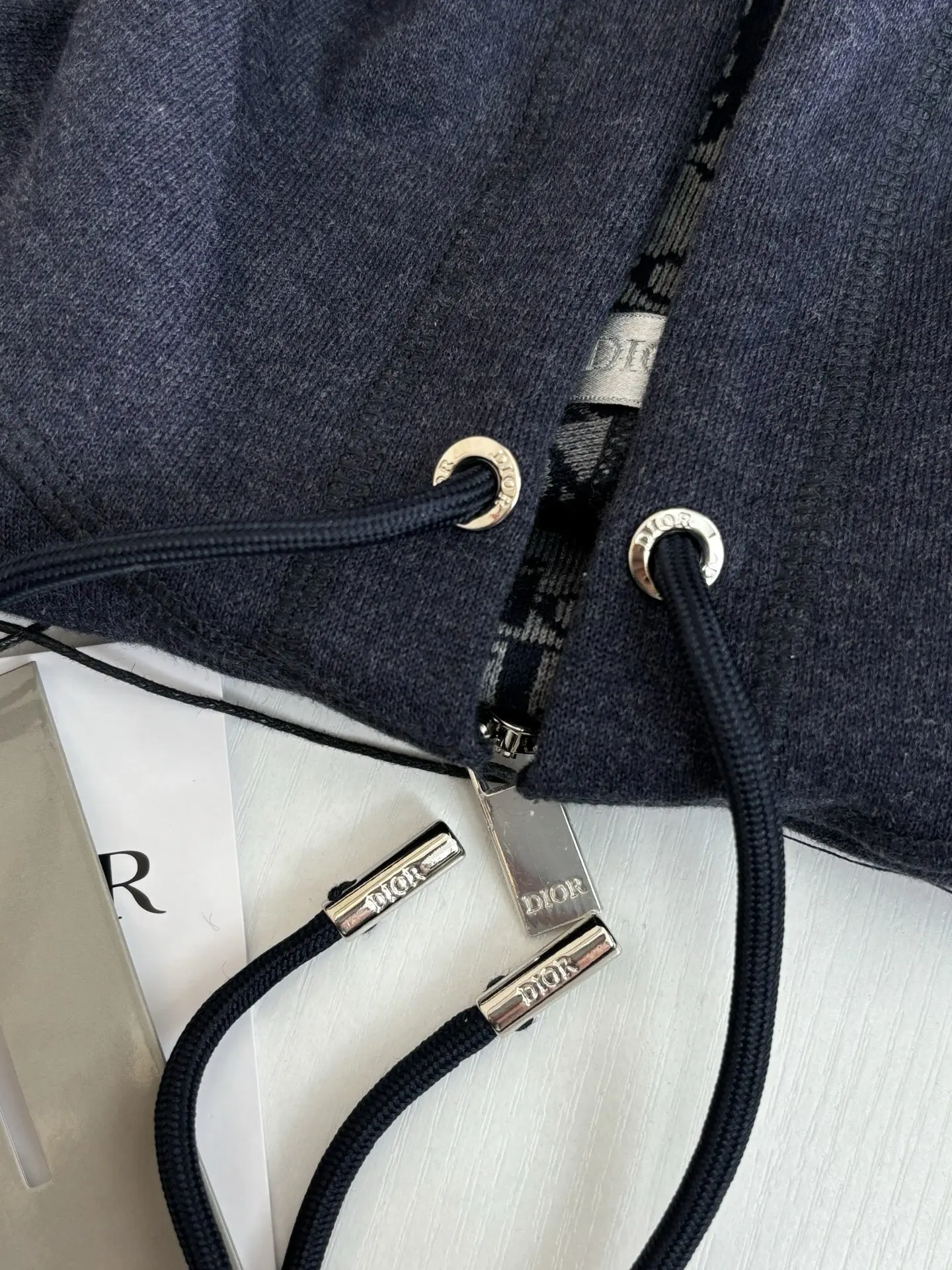 Oblique Jacquard Lined Cotton-Cashmere Zip Hoodie D40020717 — view 6