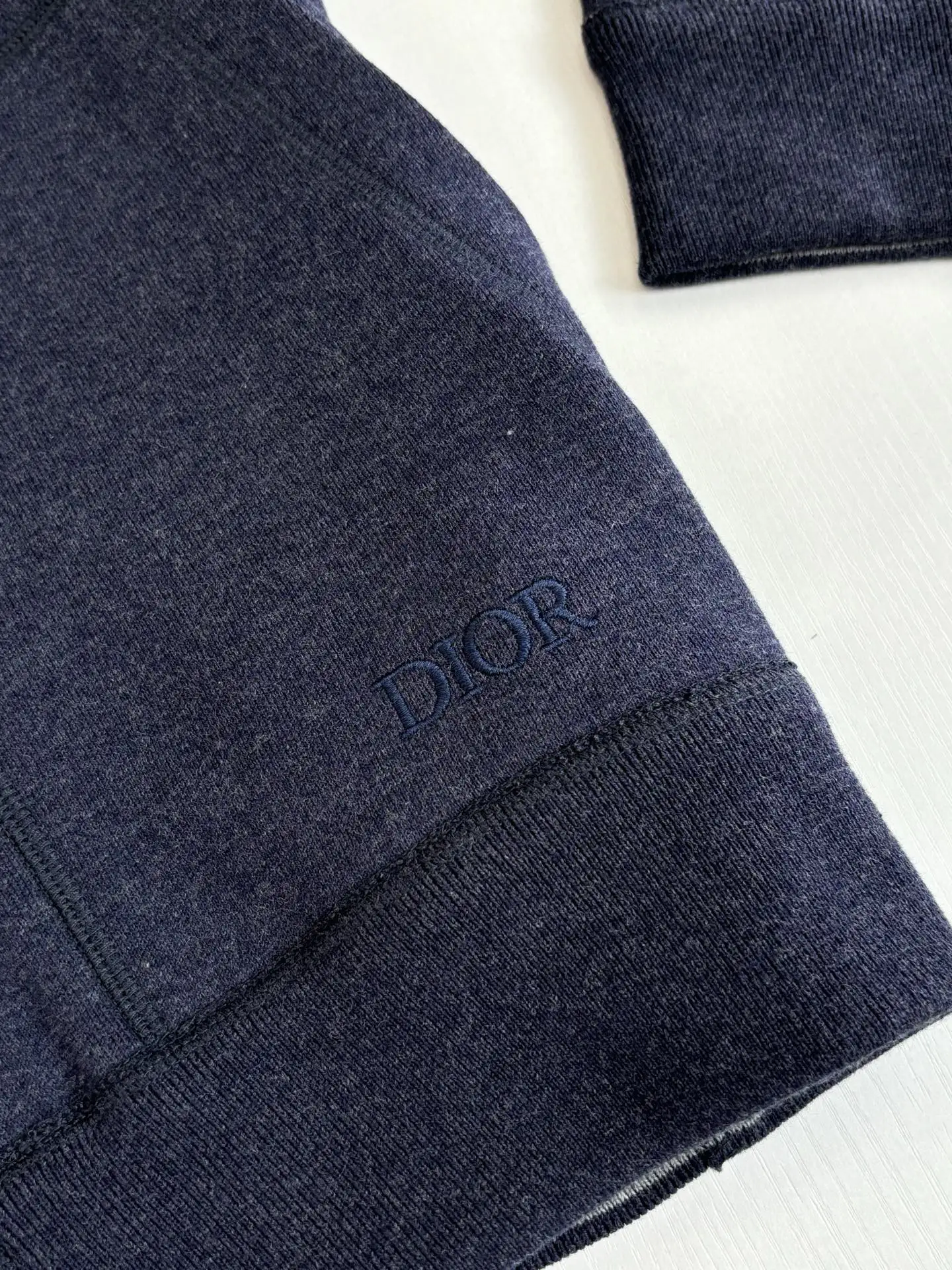 Oblique Jacquard Lined Cotton-Cashmere Zip Hoodie D40020717 — view 9
