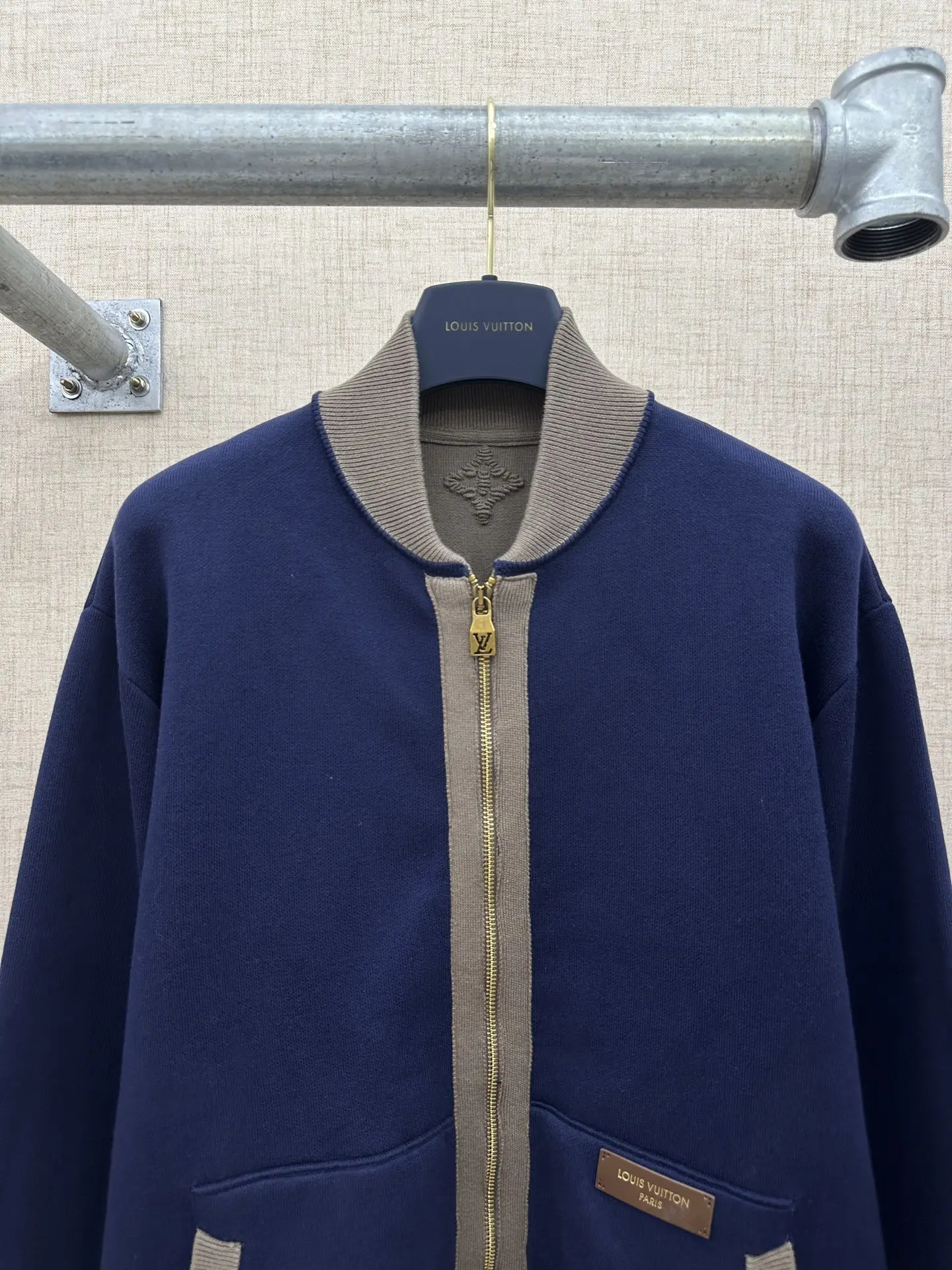 Louis Vuitton Contrast-Trim Cotton Bomber Jacket D40521343 — view 3