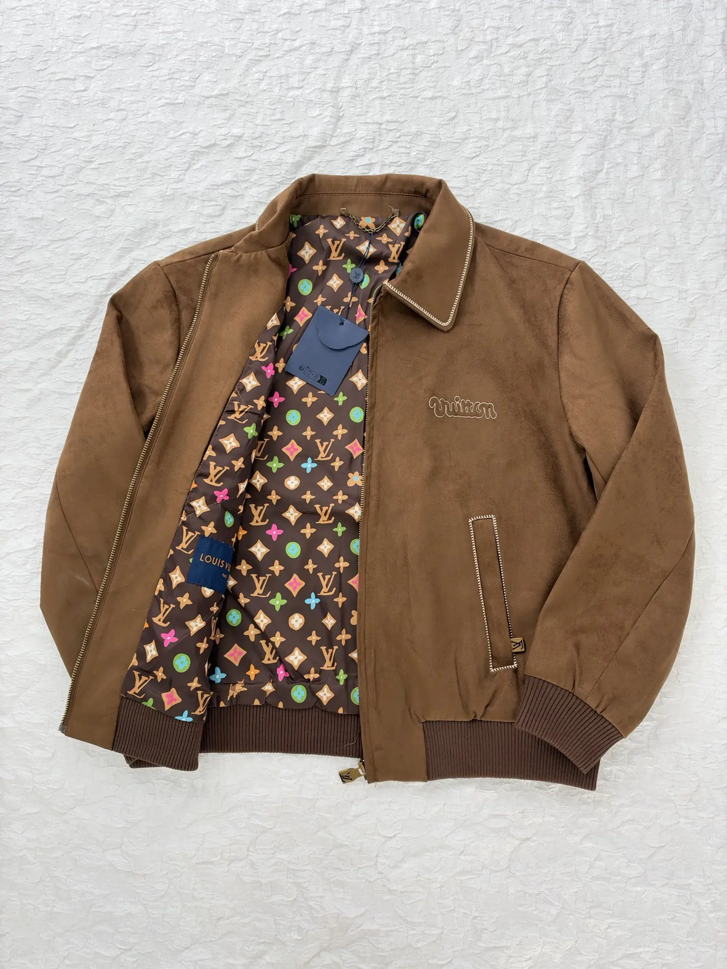Embroidered Suede Blouson Bomber Jacket D40819187 — view 4