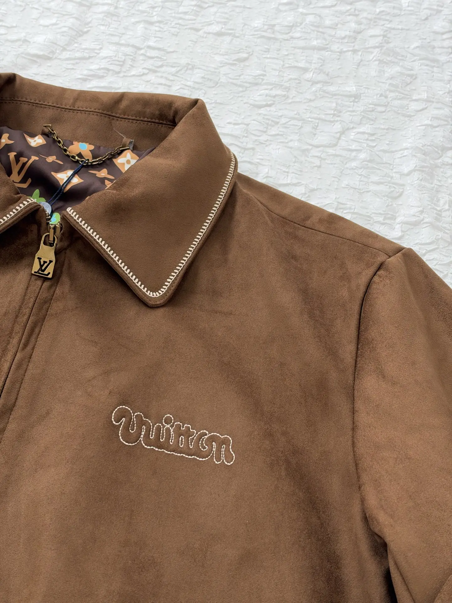 Embroidered Suede Blouson Bomber Jacket D40819187 — view 5