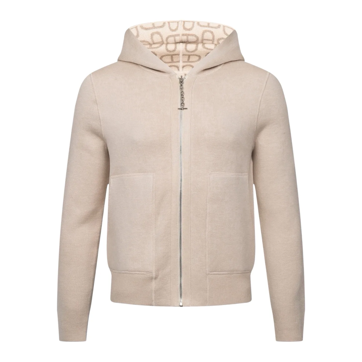 Reversible Jacquard Wool-Cashmere Hooded Jacket D41021043