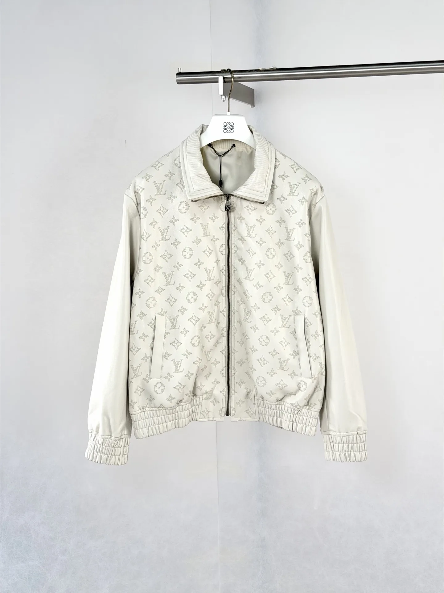 Laser-Cut Monogram Leather Harrington Jacket D41520723