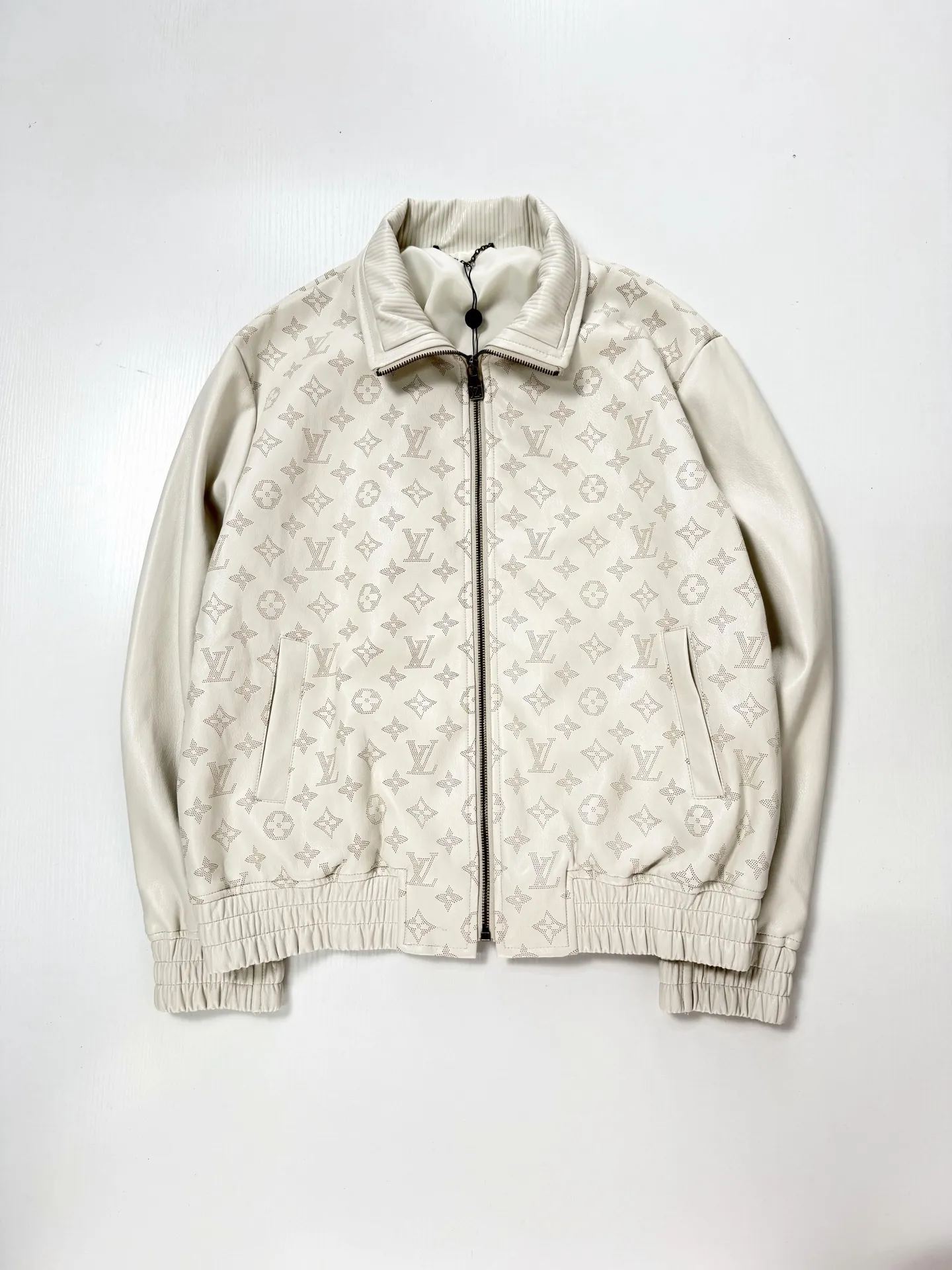 Laser-Cut Monogram Leather Harrington Jacket D41520723 — view 3