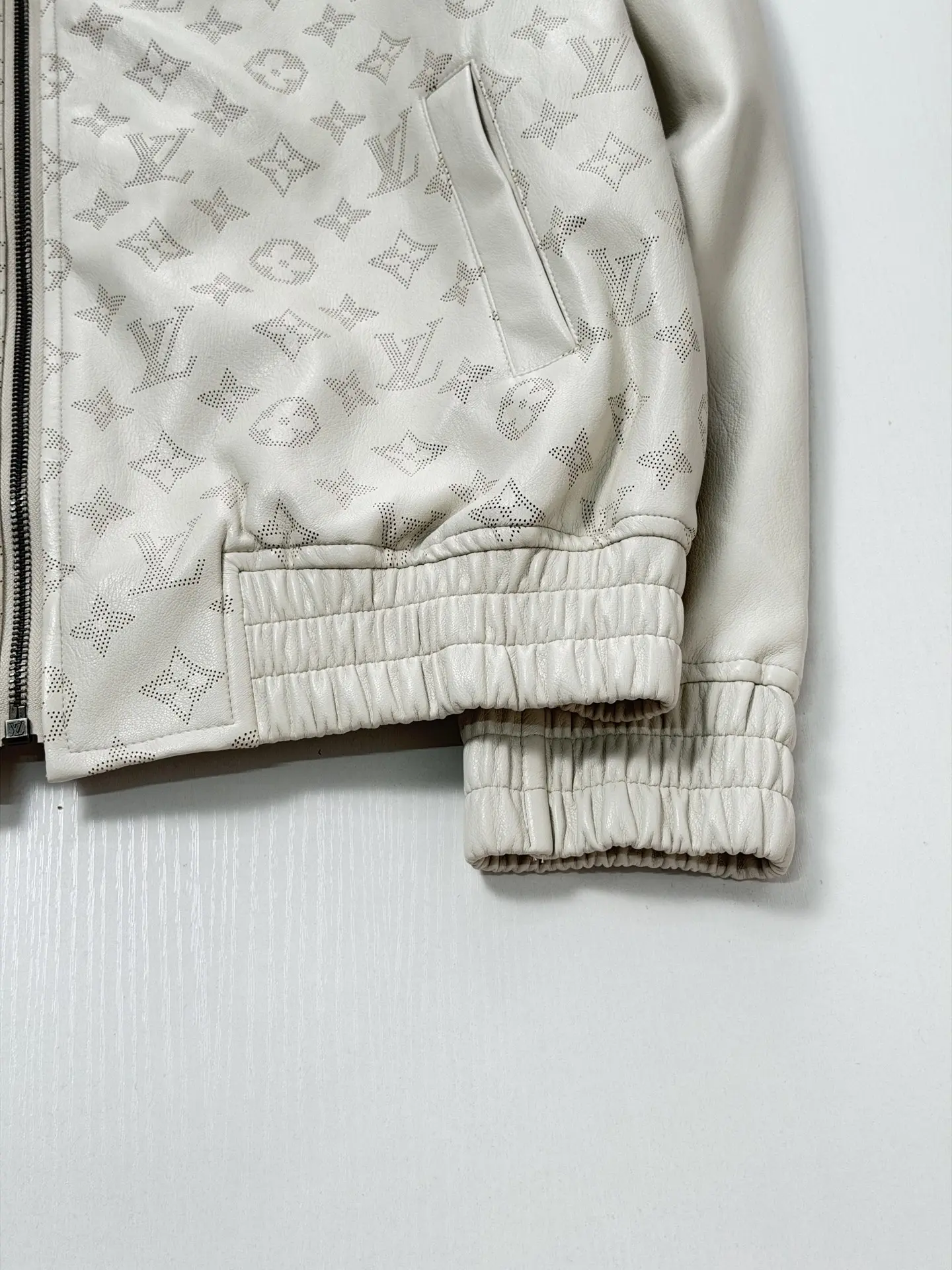 Laser-Cut Monogram Leather Harrington Jacket D41520723 — view 5