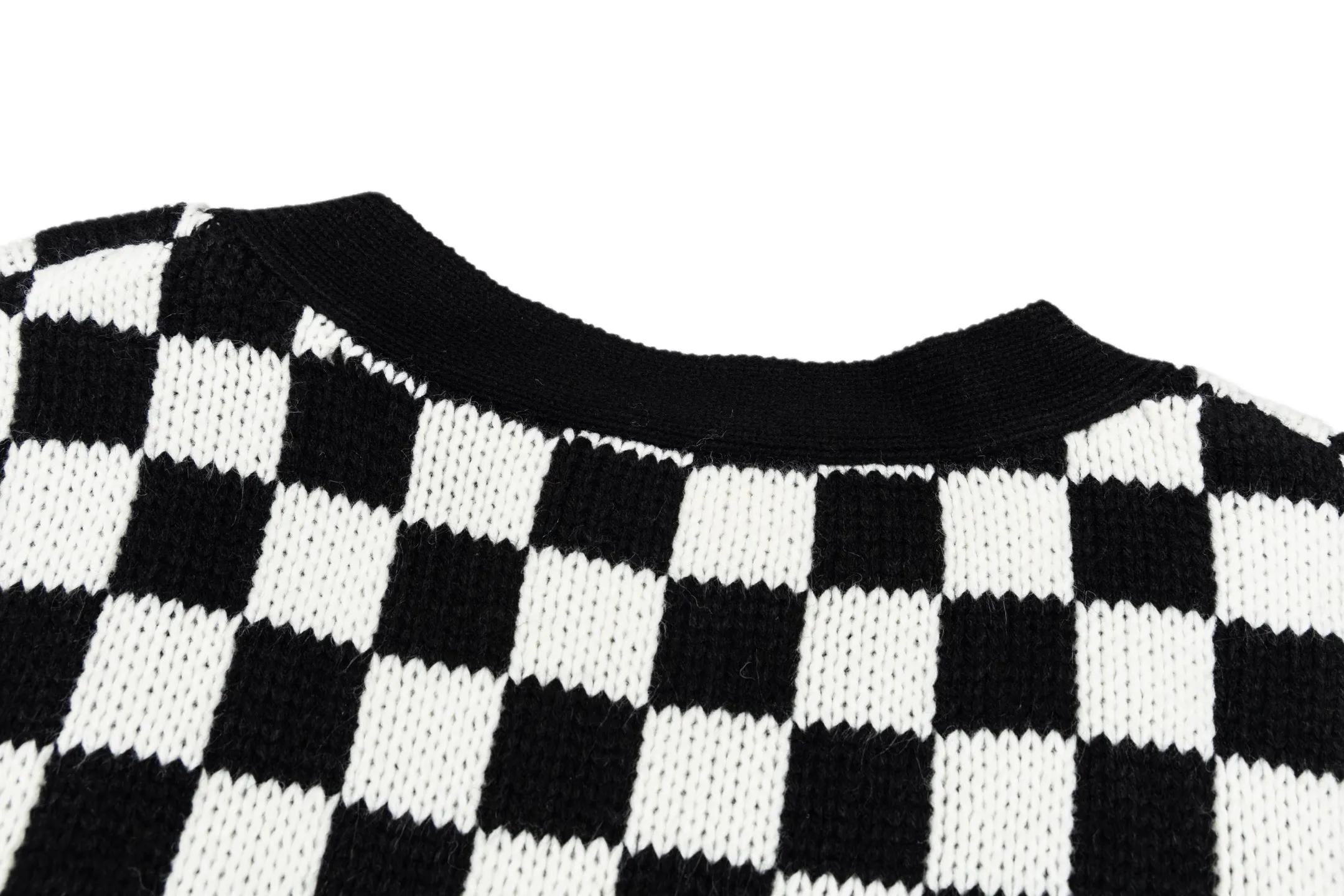 Damier Check Floral Embroidered Wool Cardigan D41521148 — view 4