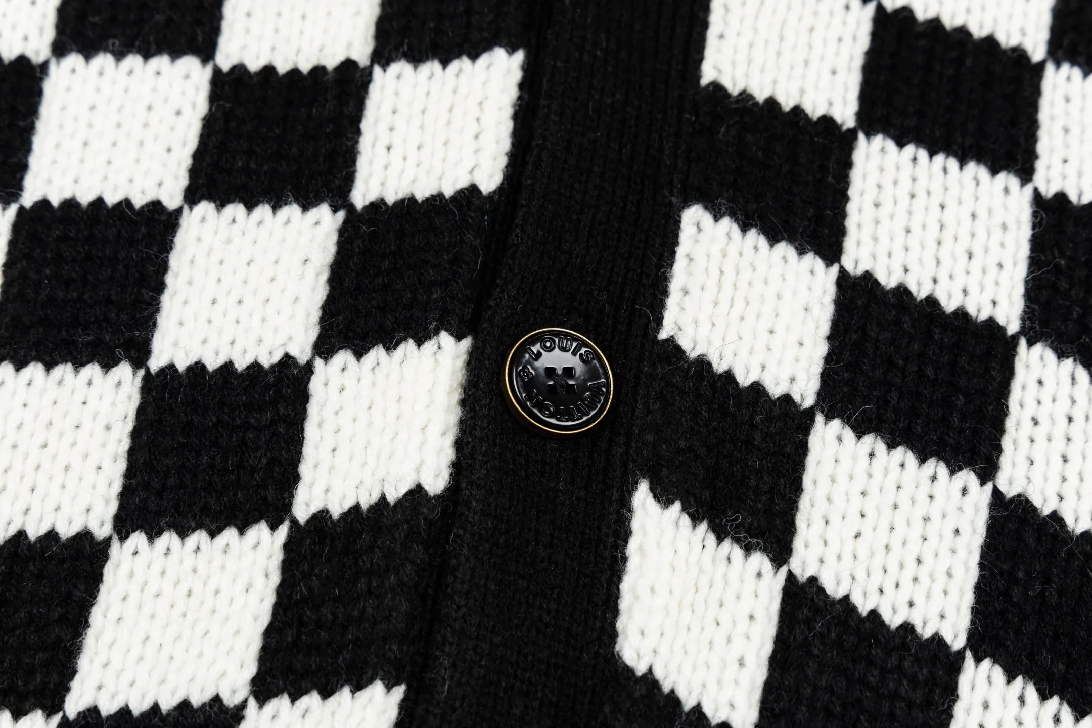 Damier Check Floral Embroidered Wool Cardigan D41521148 — view 5