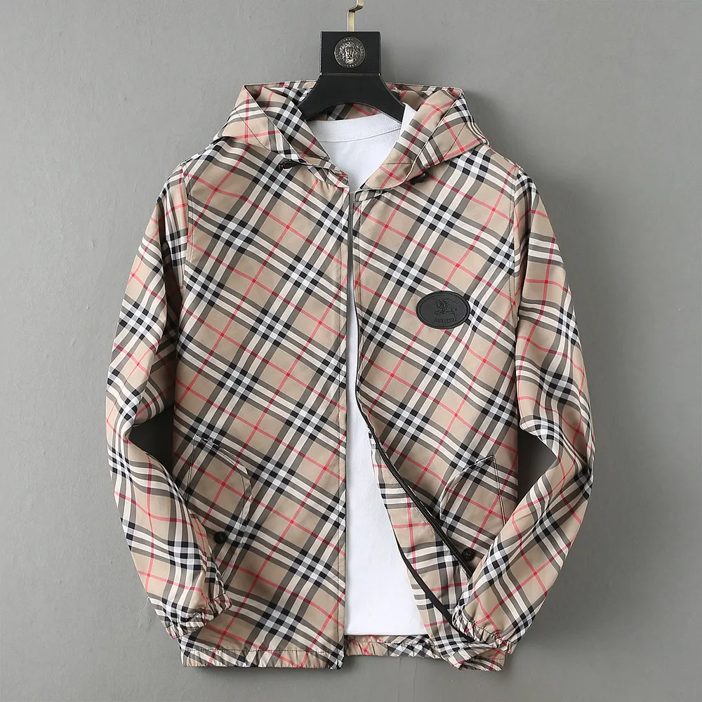 Check Print Hooded Windbreaker Jacket D42023308