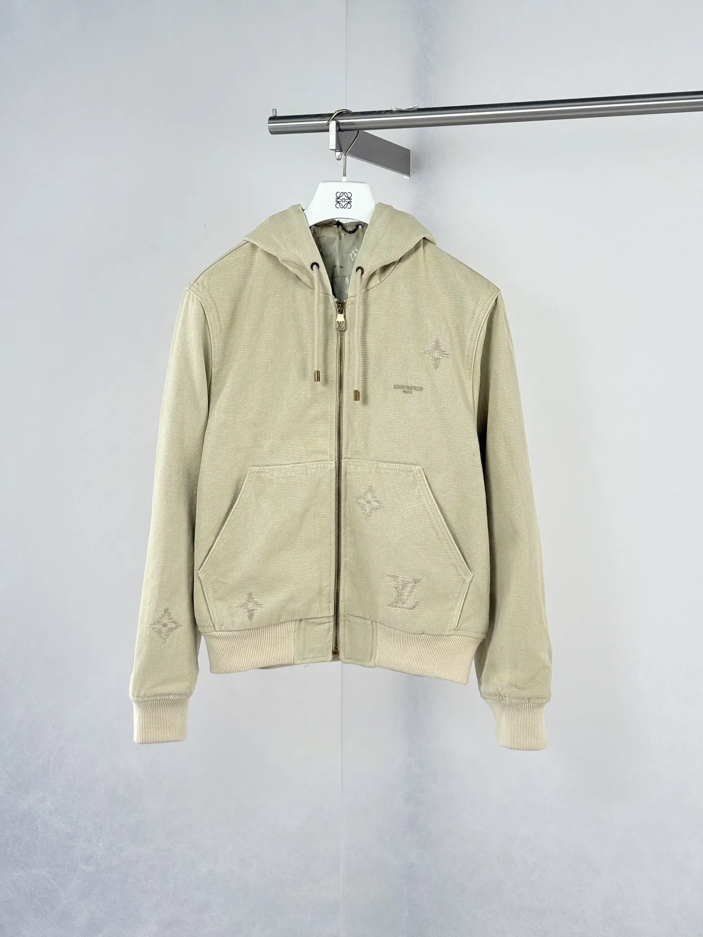 Embroidered Washed Canvas Hooded Jacket D42020724