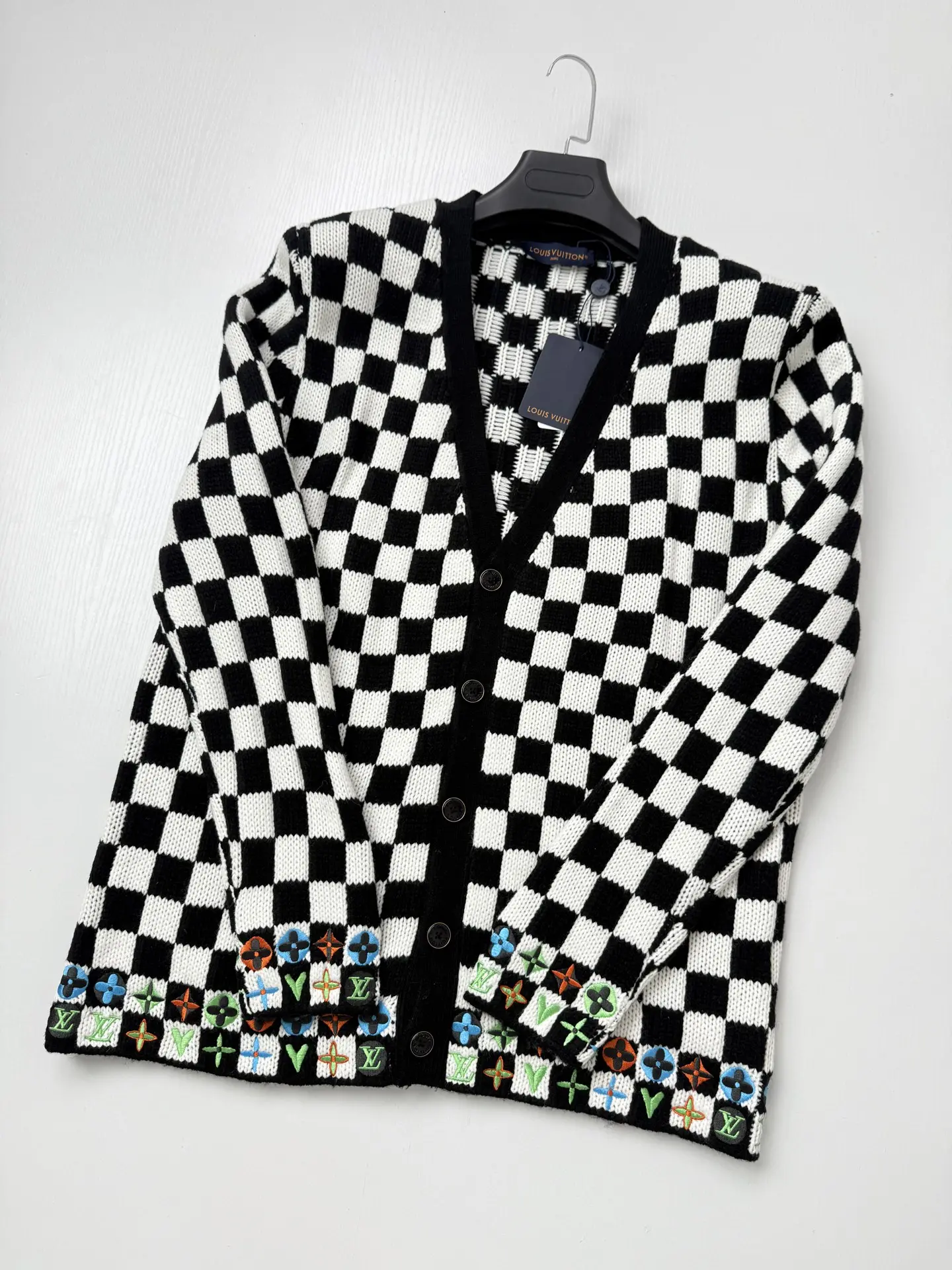 Damier Embroidered Knit Cardigan D42520697 — view 3