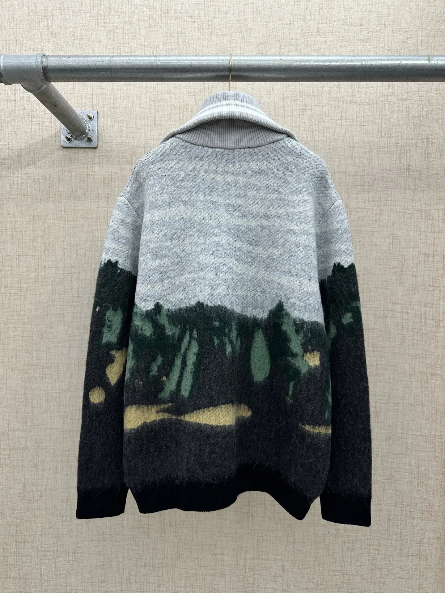 Monogram Highlands Jacquard Mohair-Blend Half-Zip Sweater D42521342 — view 2