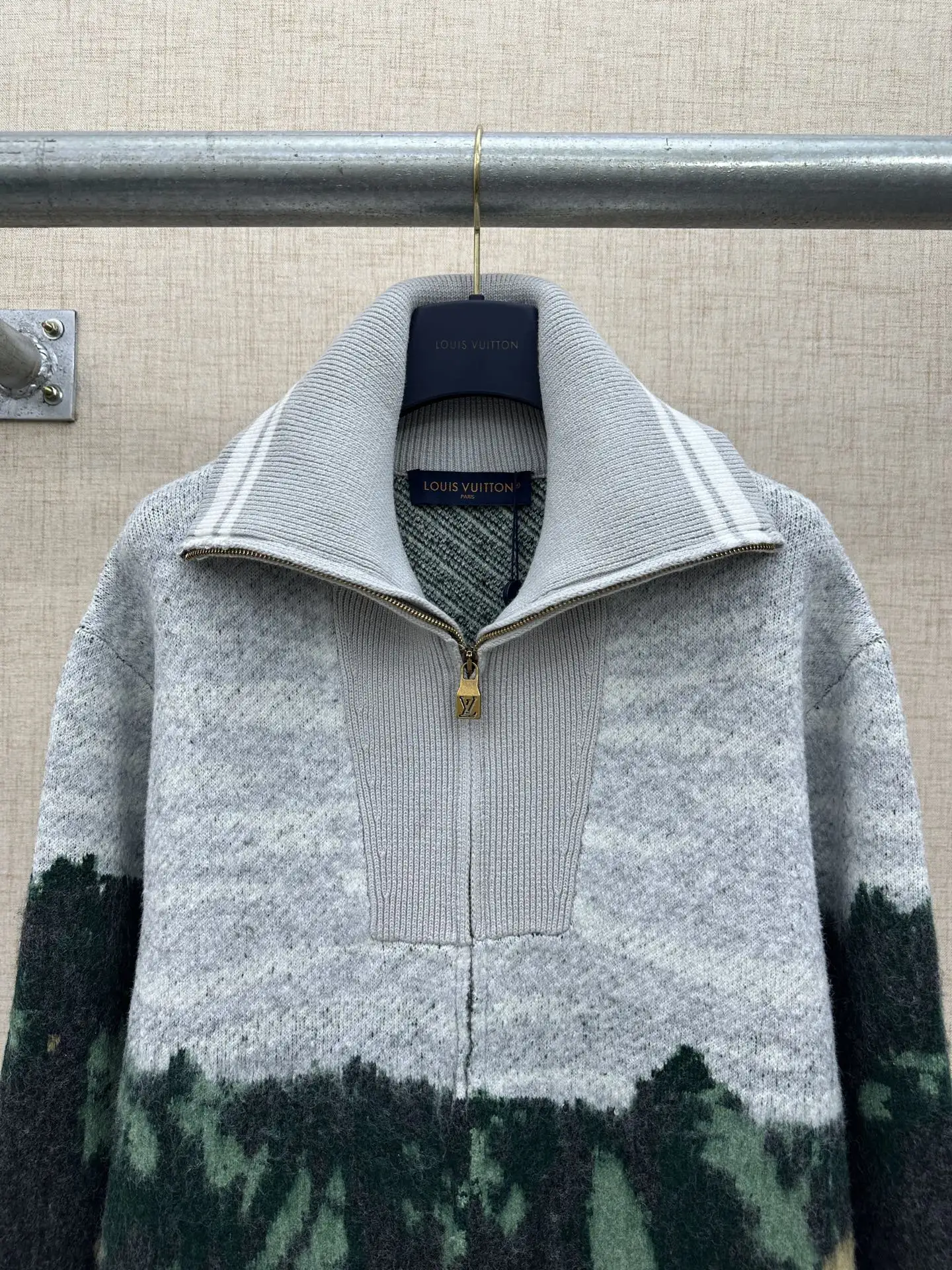 Monogram Highlands Jacquard Mohair-Blend Half-Zip Sweater D42521342 — view 3