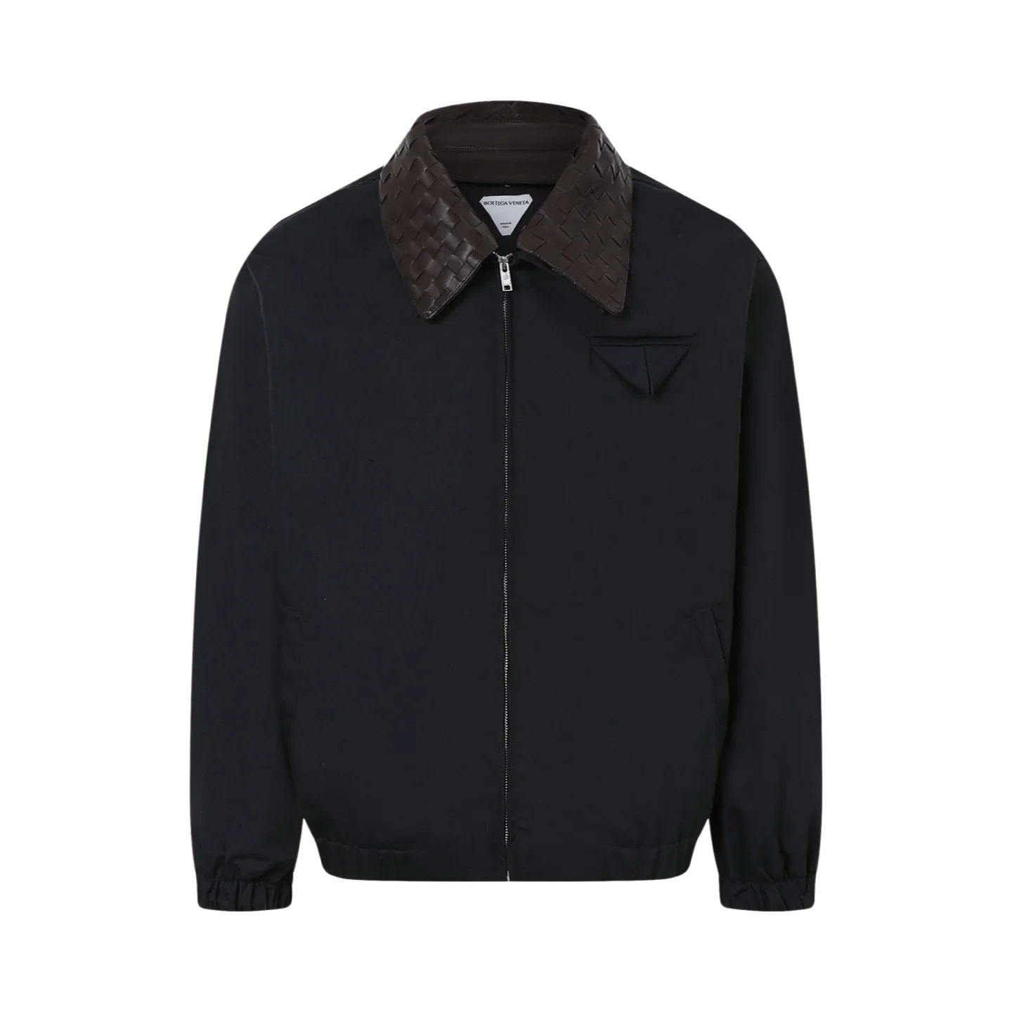 Intrecciato Leather Collar Zip-Up Jacket D43021105