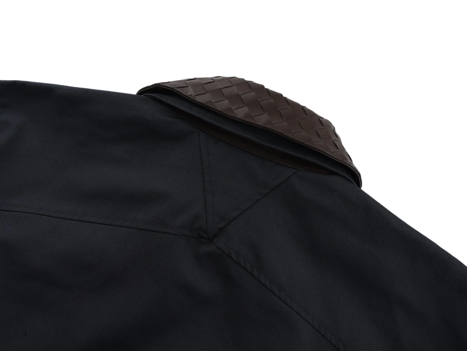 Intrecciato Leather Collar Zip-Up Jacket D43021105 — view 4