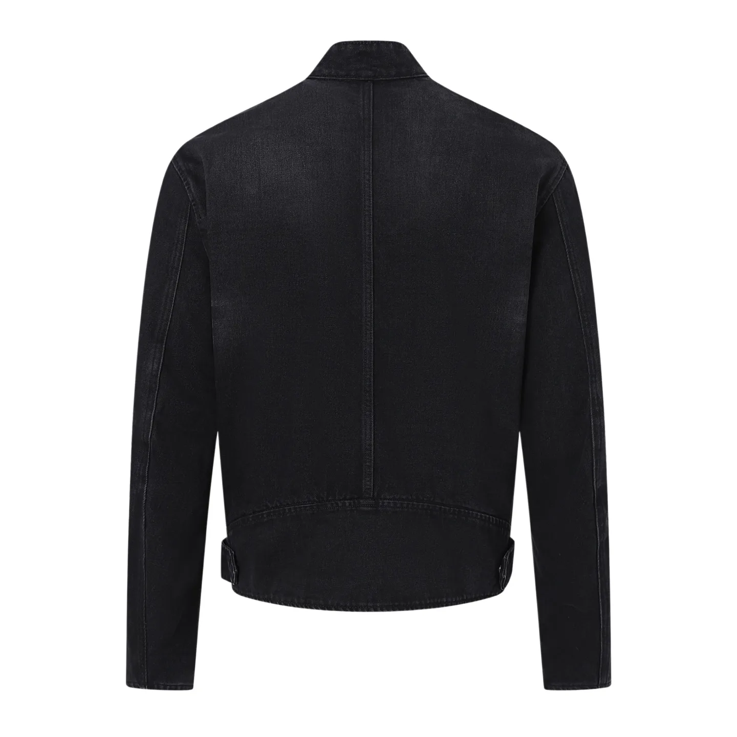 Web-Stripe Washed Denim Biker Jacket D43021145 — view 2