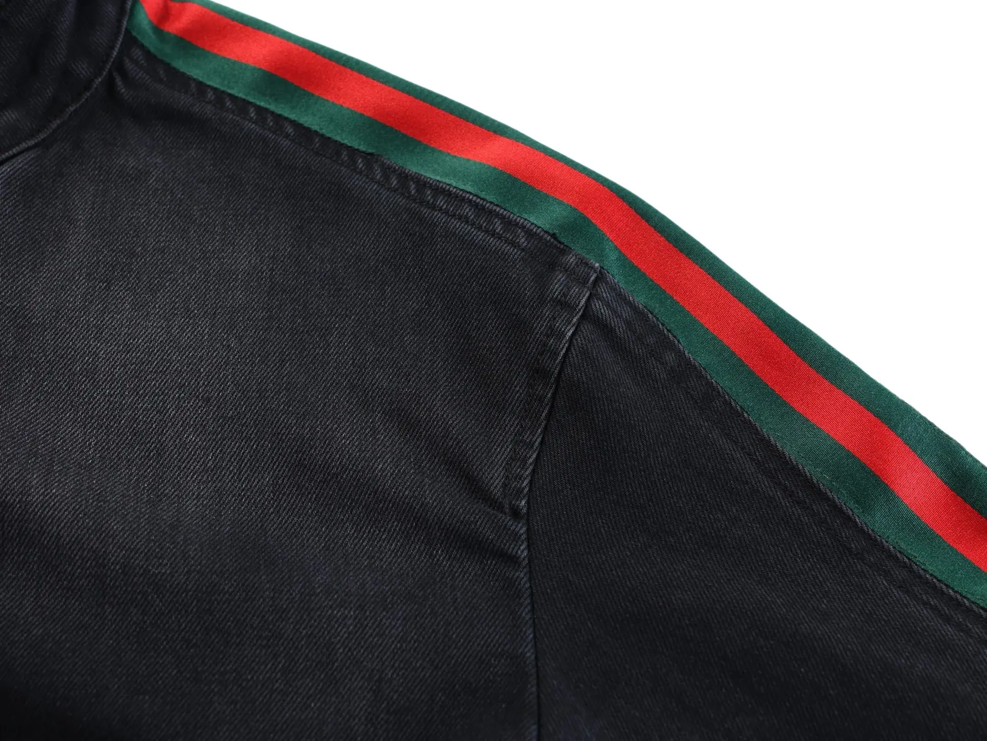 Web-Stripe Washed Denim Biker Jacket D43021145 — view 4