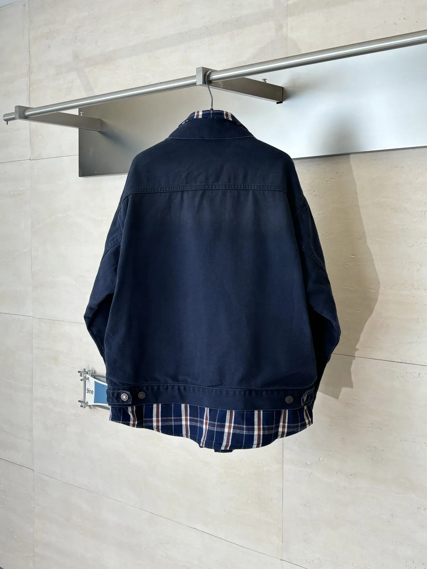 Layered Plaid-Panel Denim Jacket D44020713 — view 2