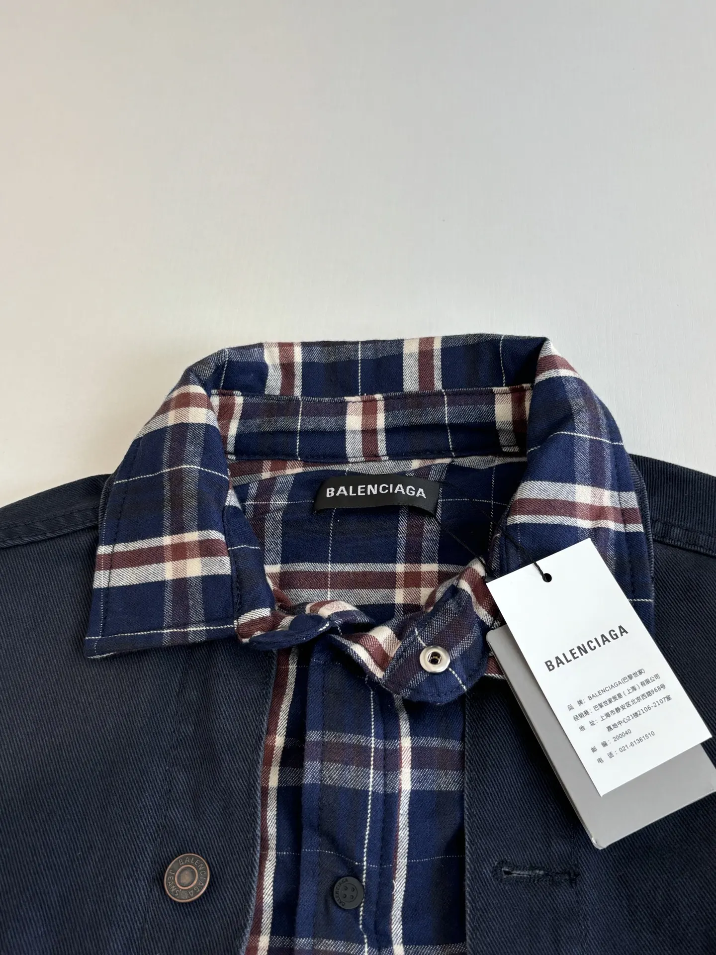 Layered Plaid-Panel Denim Jacket D44020713 — view 4