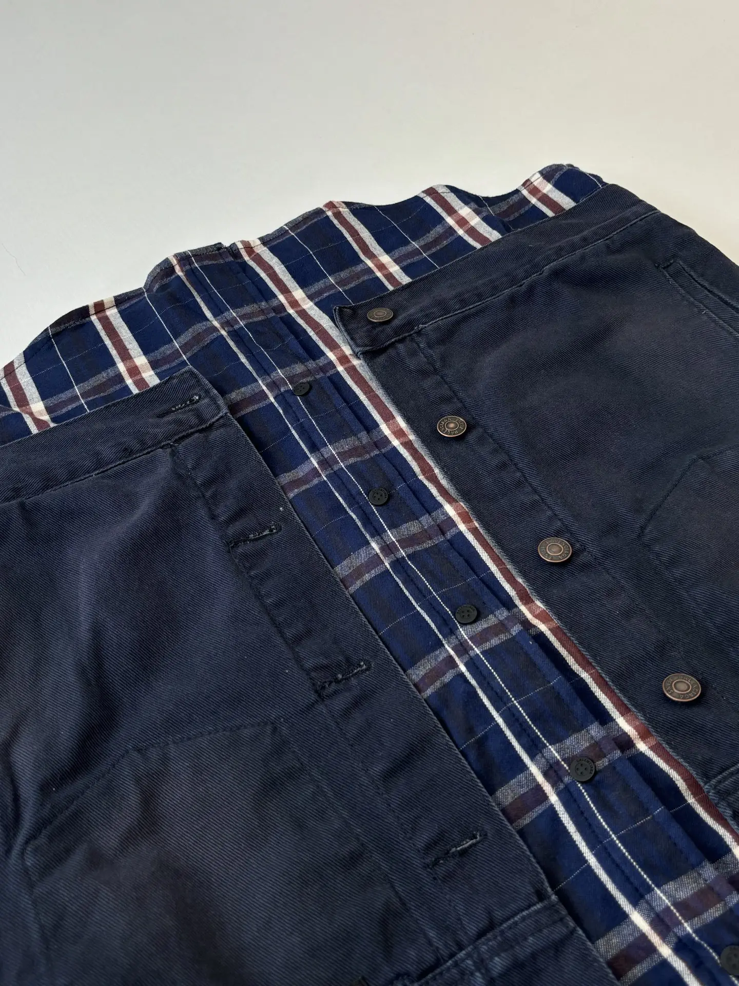 Layered Plaid-Panel Denim Jacket D44020713 — view 7