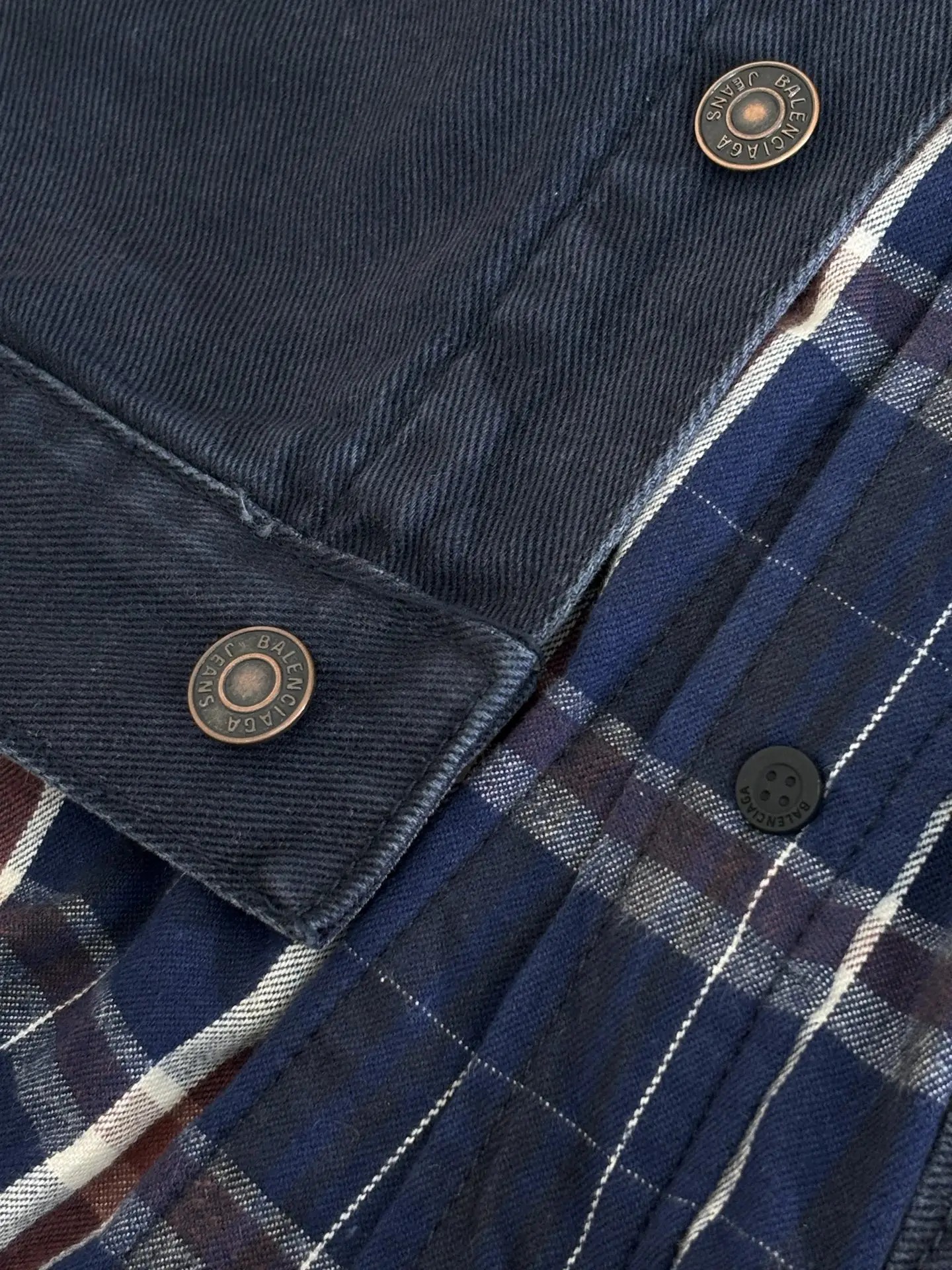 Layered Plaid-Panel Denim Jacket D44020713 — view 8