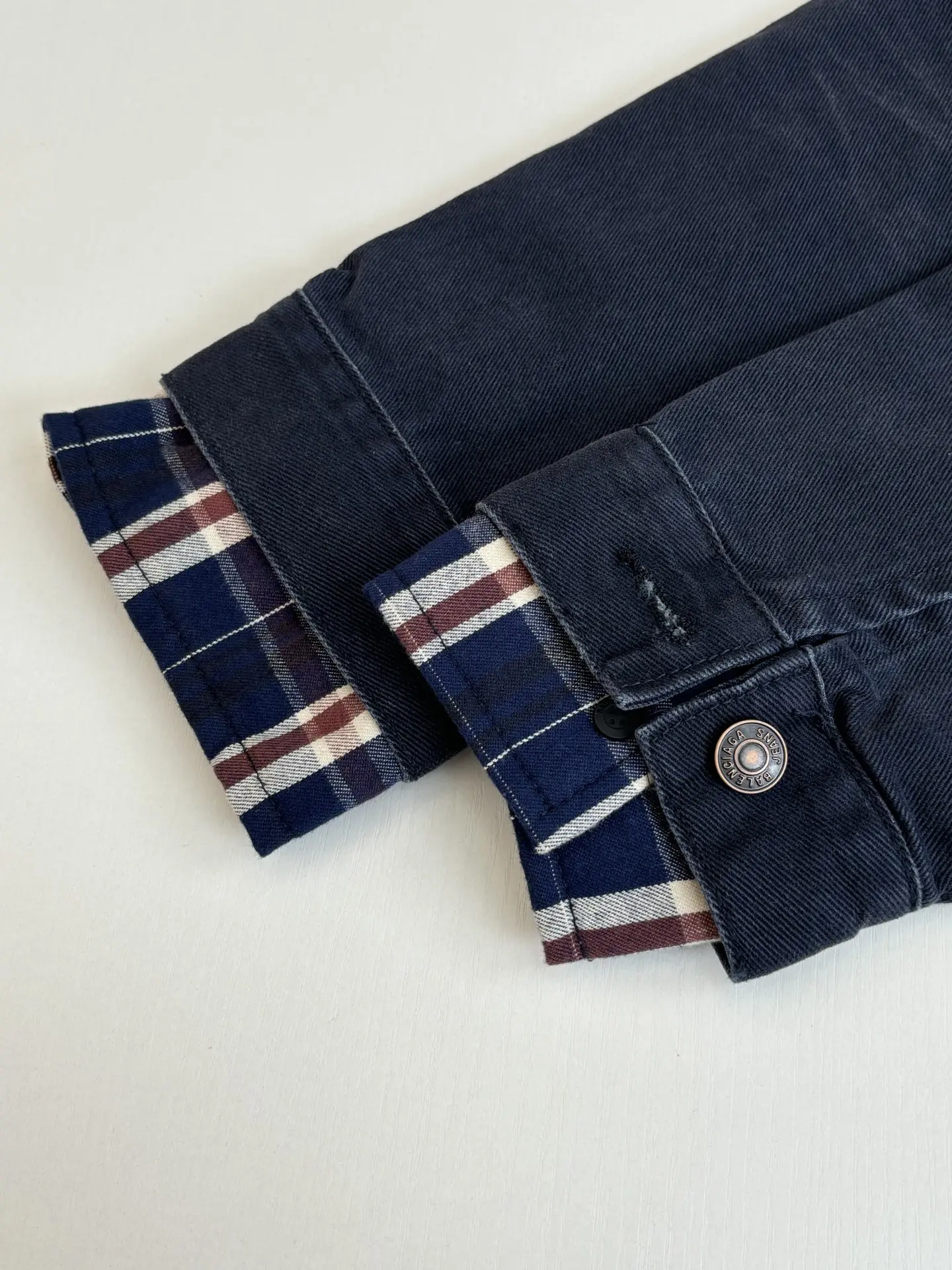 Layered Plaid-Panel Denim Jacket D44020713 — view 11