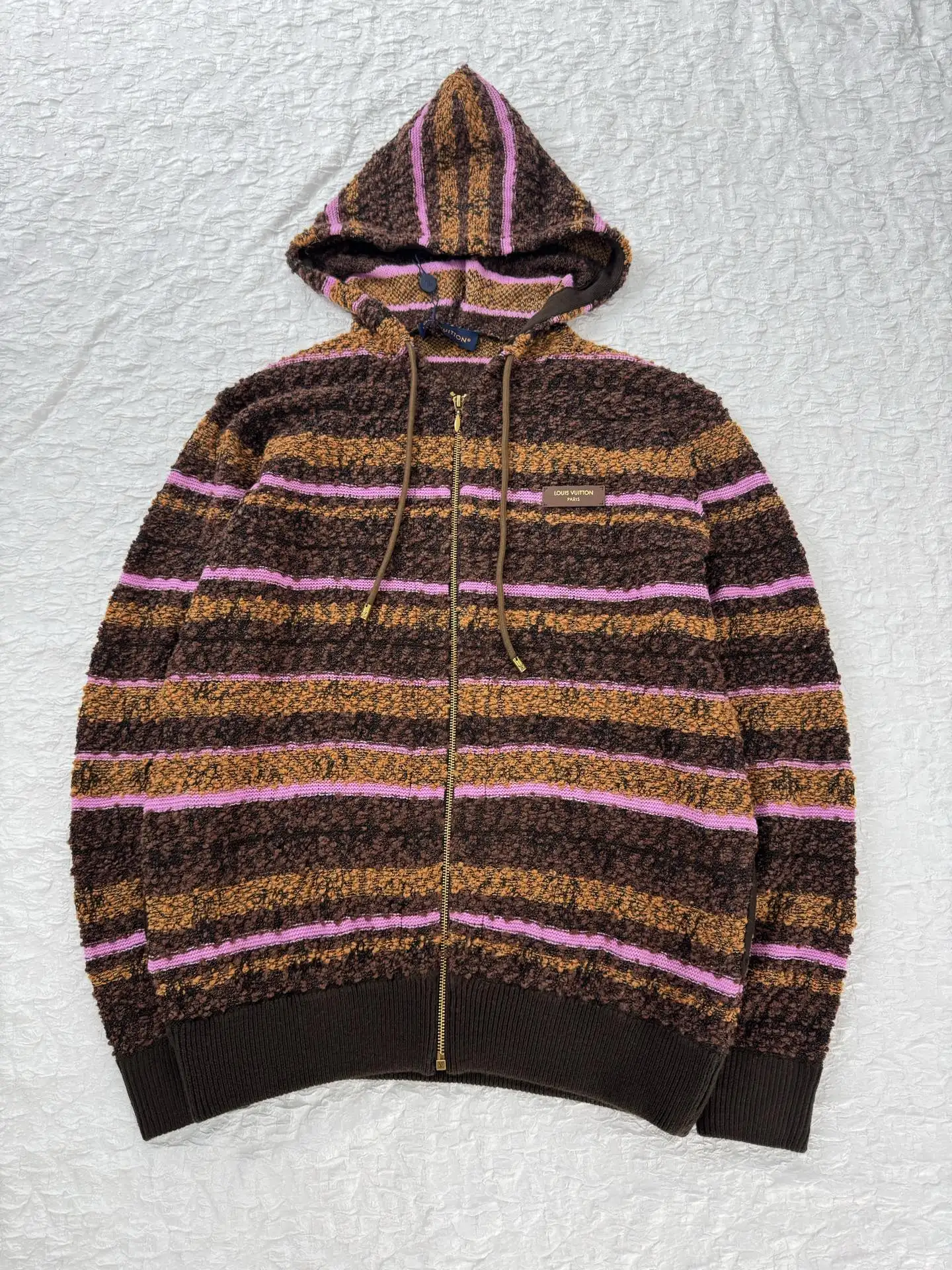 Striped Bouclé Knit Zip-Up Hoodie D44519198 — view 3