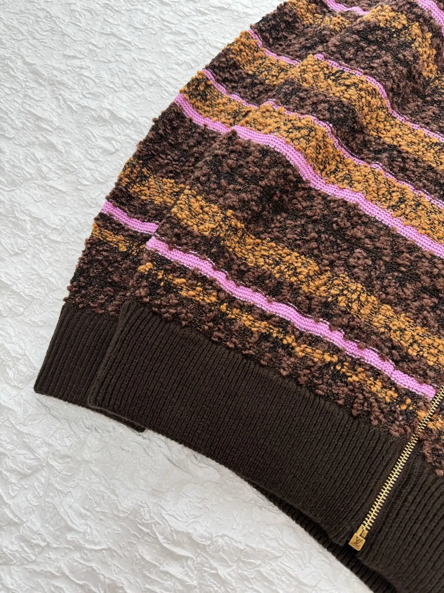 Striped Bouclé Knit Zip-Up Hoodie D44519198 — view 5
