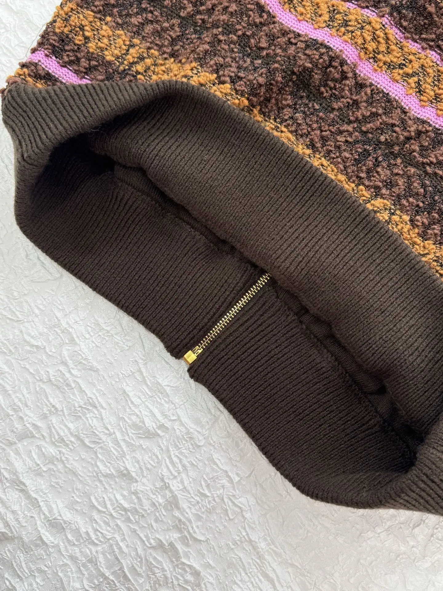 Striped Bouclé Knit Zip-Up Hoodie D44519198 — view 13