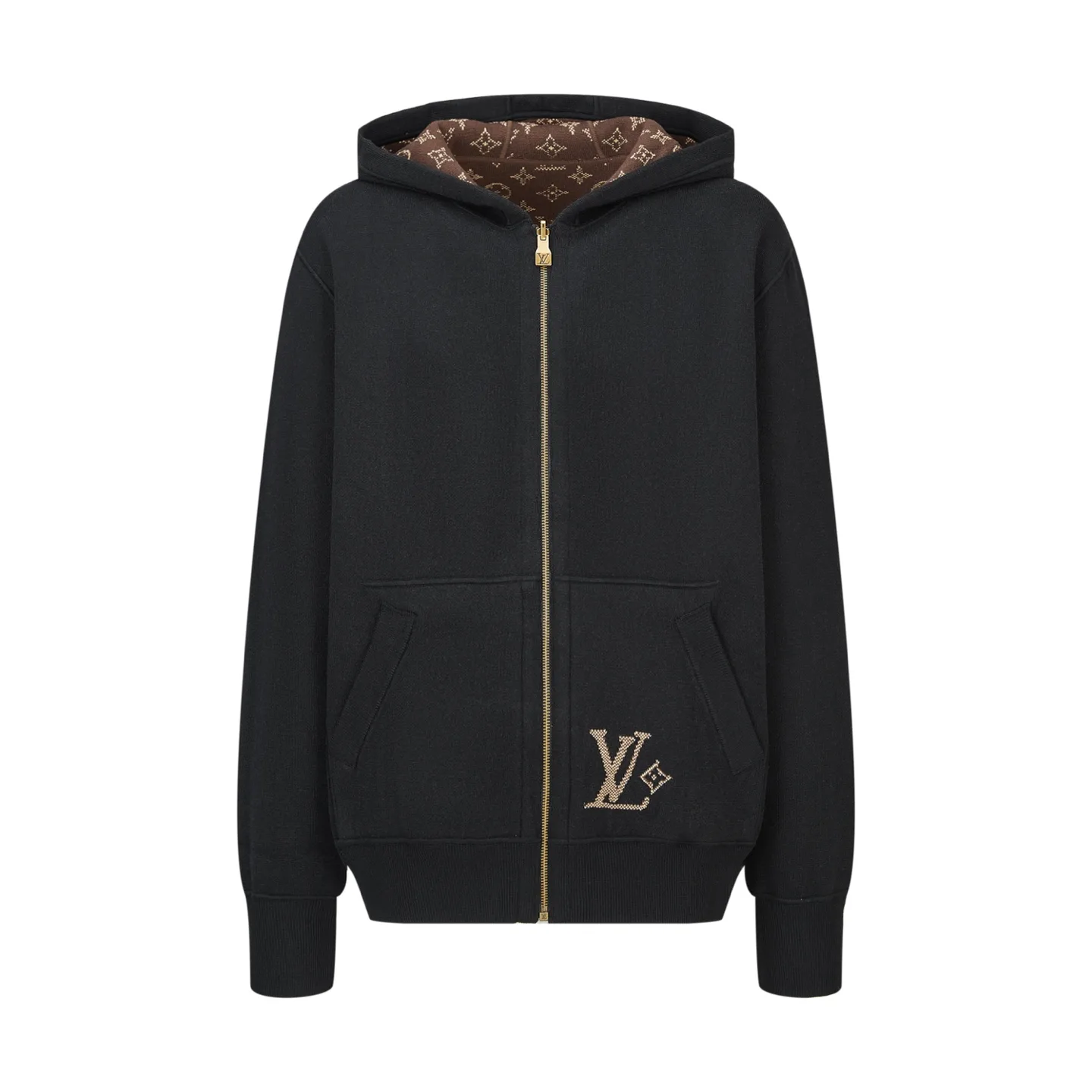 Reversible Monogram Jacquard Knit Zip-Up Hoodie D45019226
