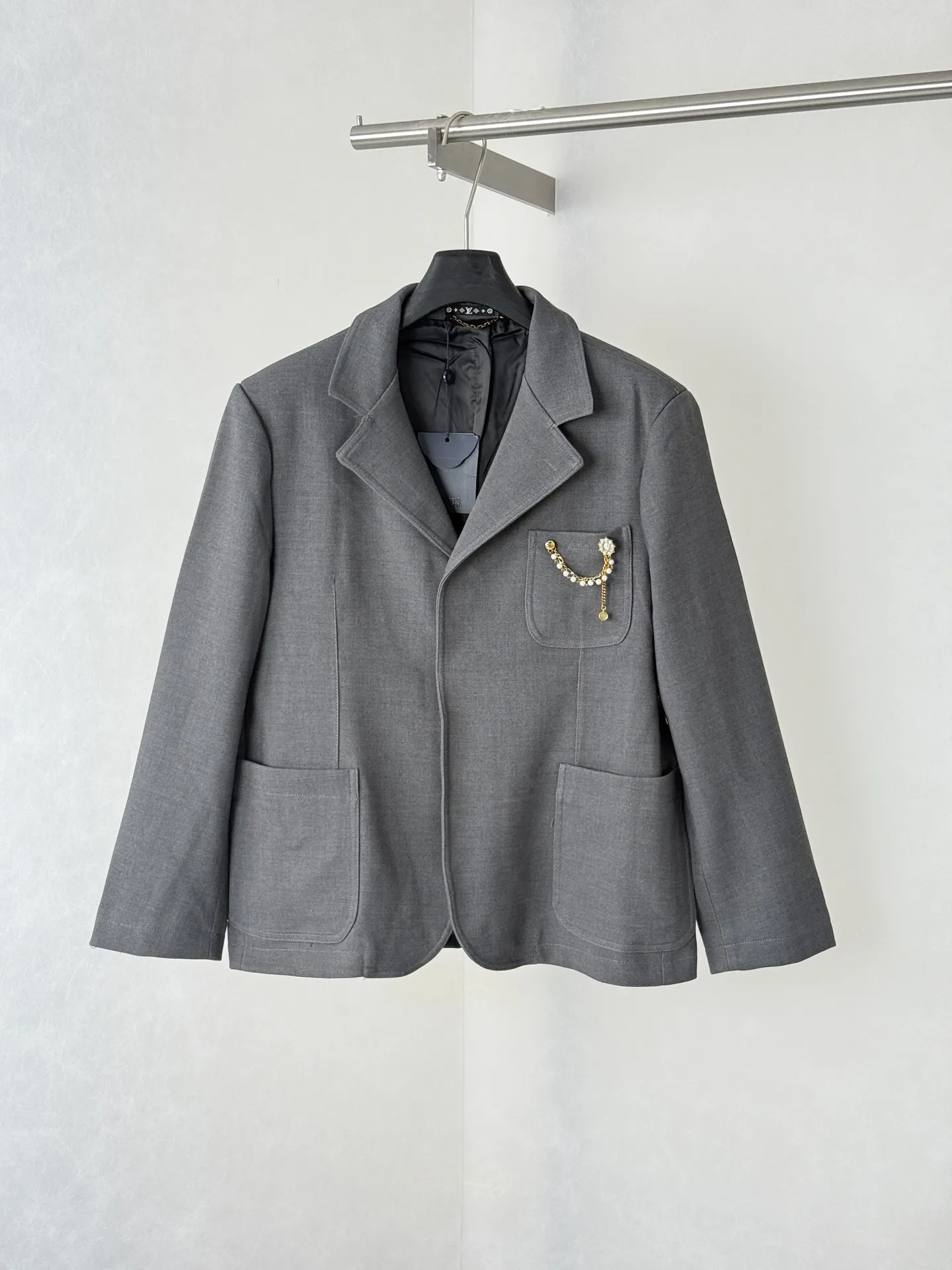 Pearl-Embellished Chain Tailored Jacket D46020700