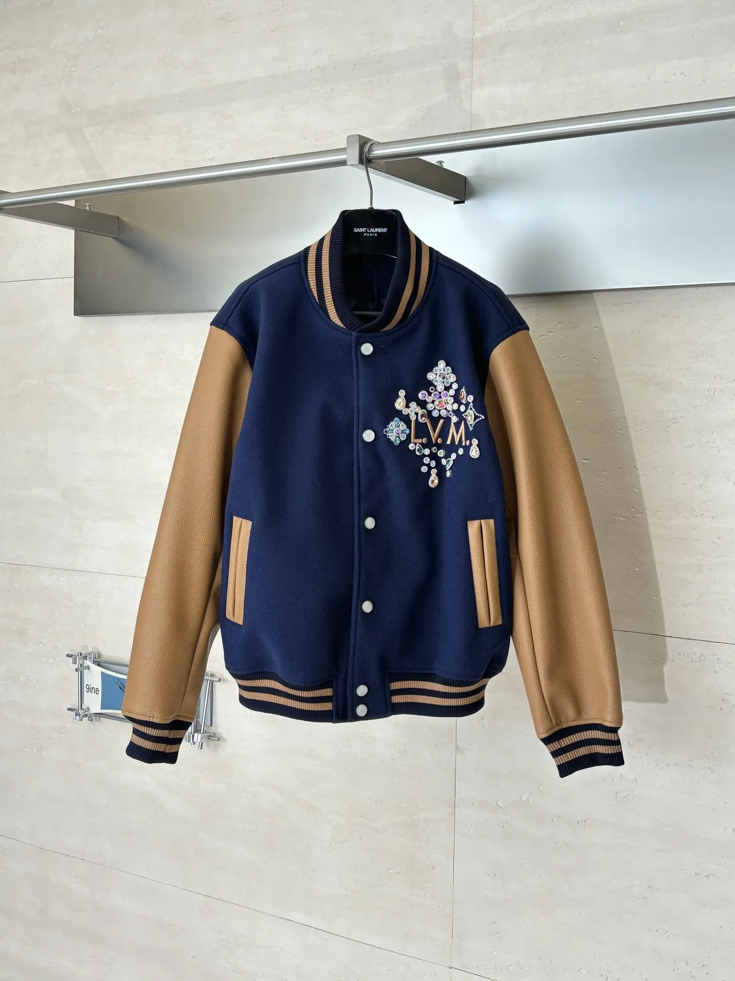 Beaded and Crystal-Embellished Wool Varsity Jacket D48020712