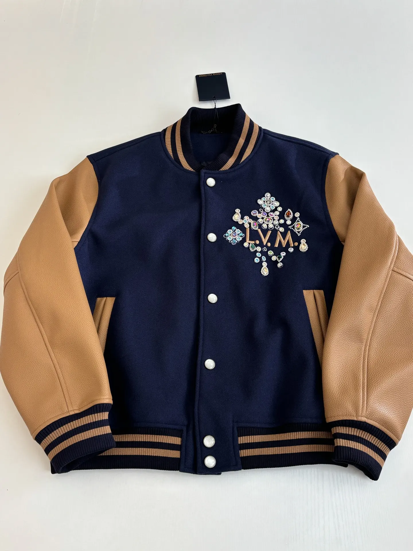 Beaded and Crystal-Embellished Wool Varsity Jacket D48020712 — view 3
