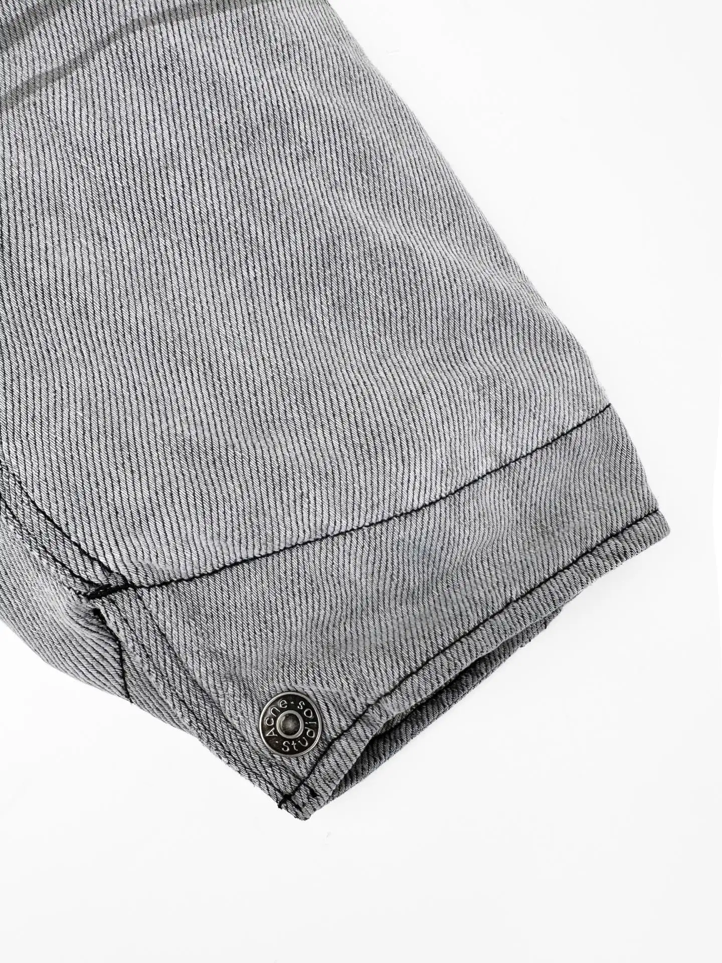 Leather-Trimmed Distressed Denim Work Jacket D50019220 — view 7