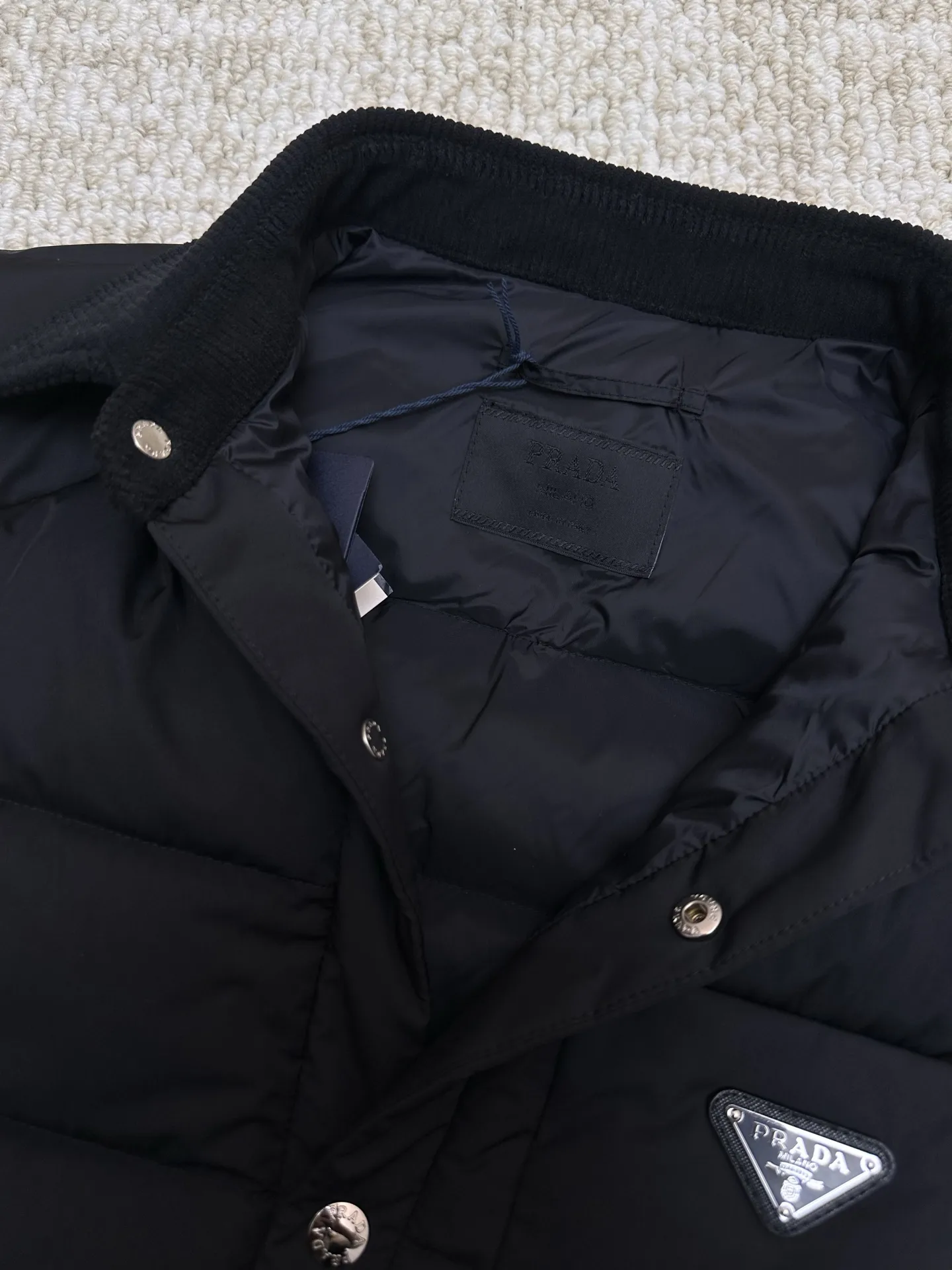 Logo-Patch Quilted Down Jacket with Ribbed Collar D56019209 — view 8