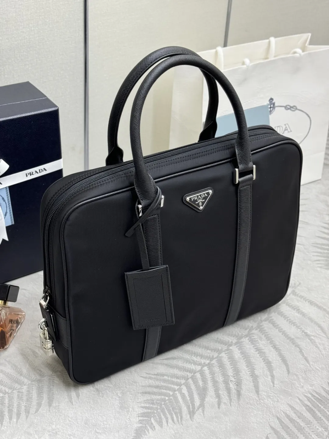 Saffiano Leather & Nylon Briefcase D68017748 — view 3