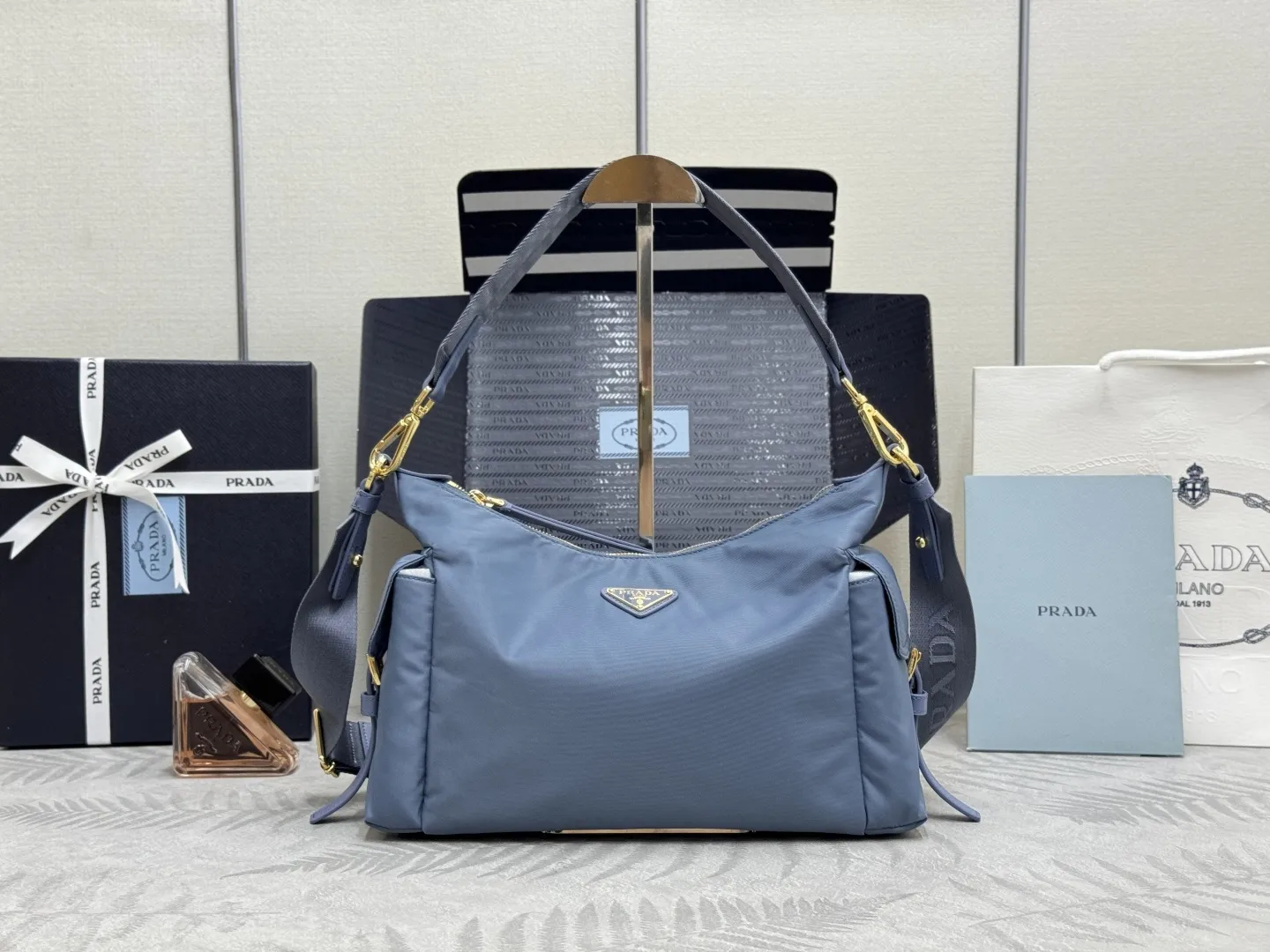 Re-Nylon and Leather Shoulder Bag D76017743