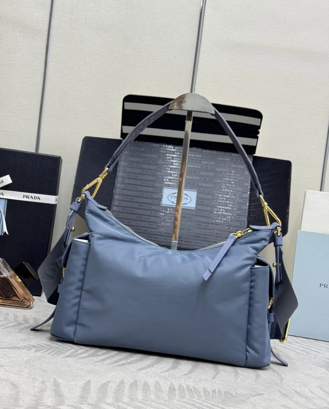Re-Nylon and Leather Shoulder Bag D76017743 — view 2