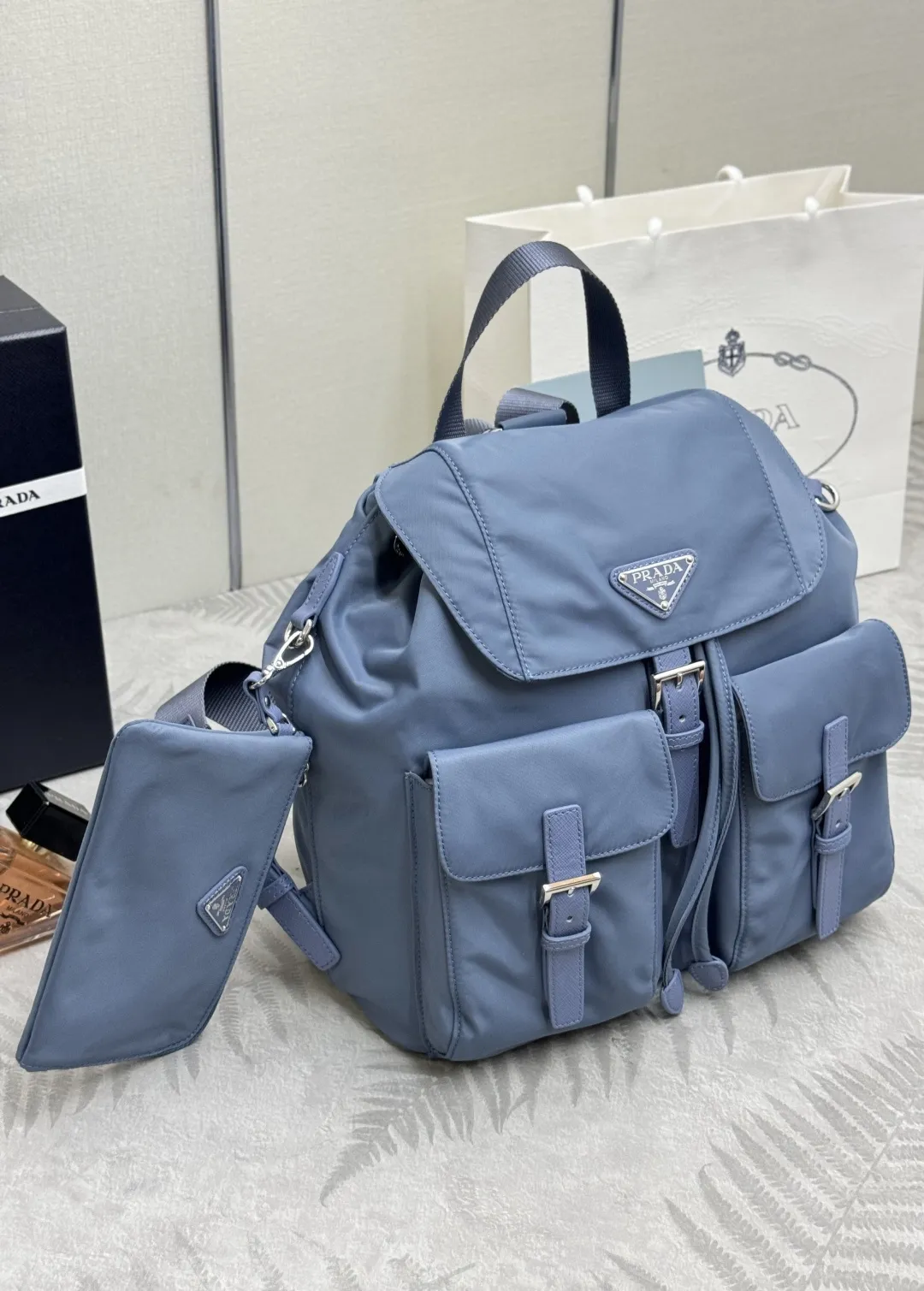 Nylon & Saffiano Leather Backpack D76017746 — view 3