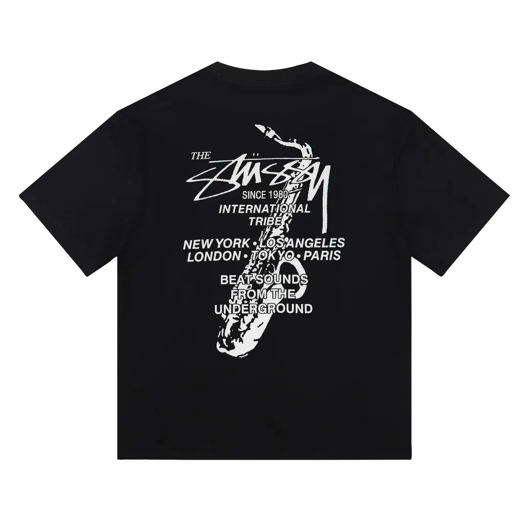 Saxophone Graphic Print Cotton T-Shirt D4815718 — view 5