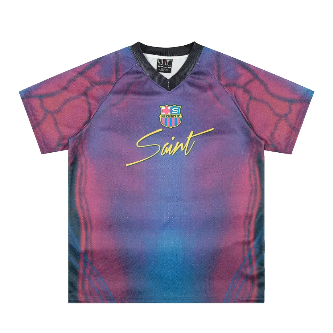 Saint Michael Graphic Print V-Neck Jersey T-Shirt D8811519 — view 2